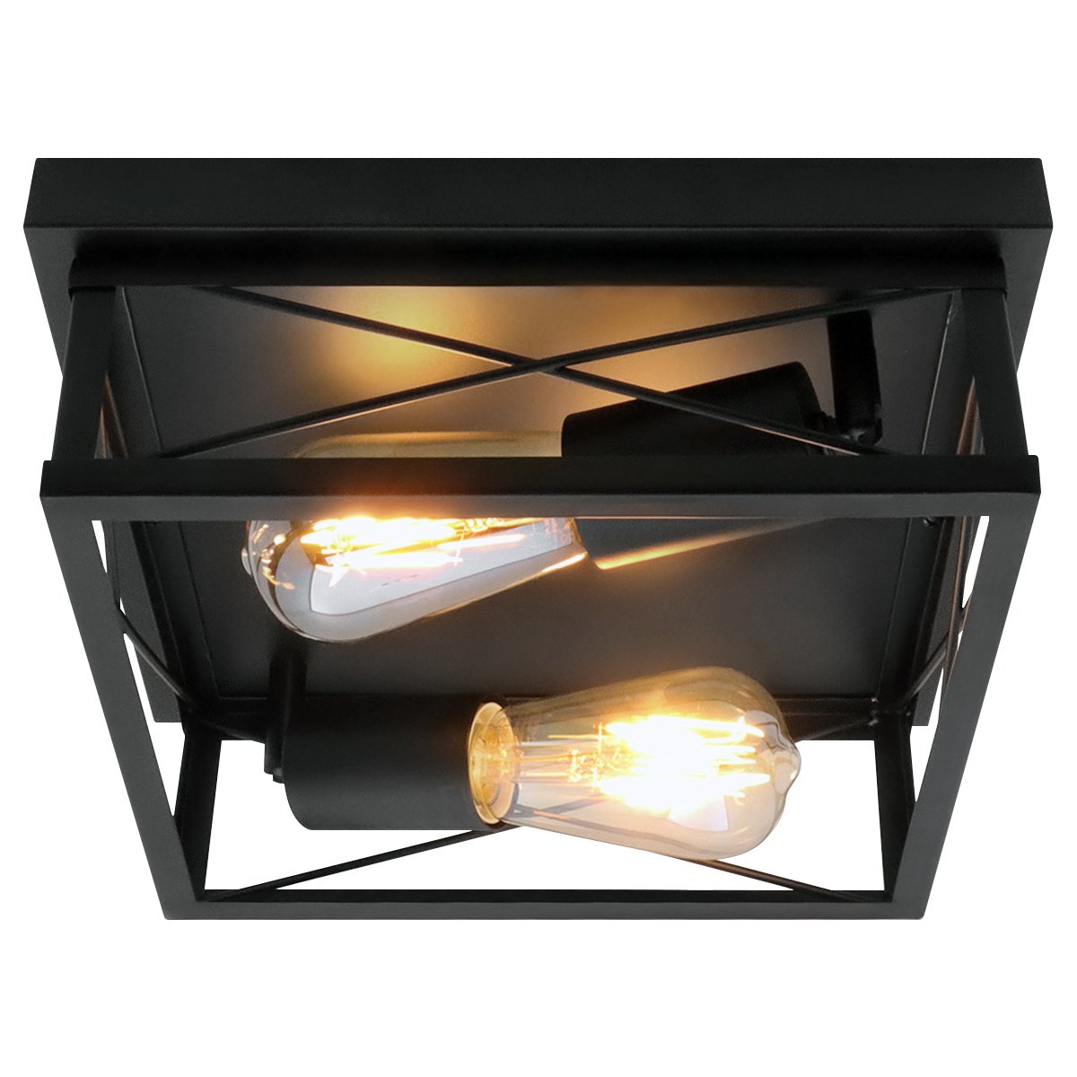 Energy Light Bulbs 2 Light Adjustable Square Flush Mount Ceiling Light - Black