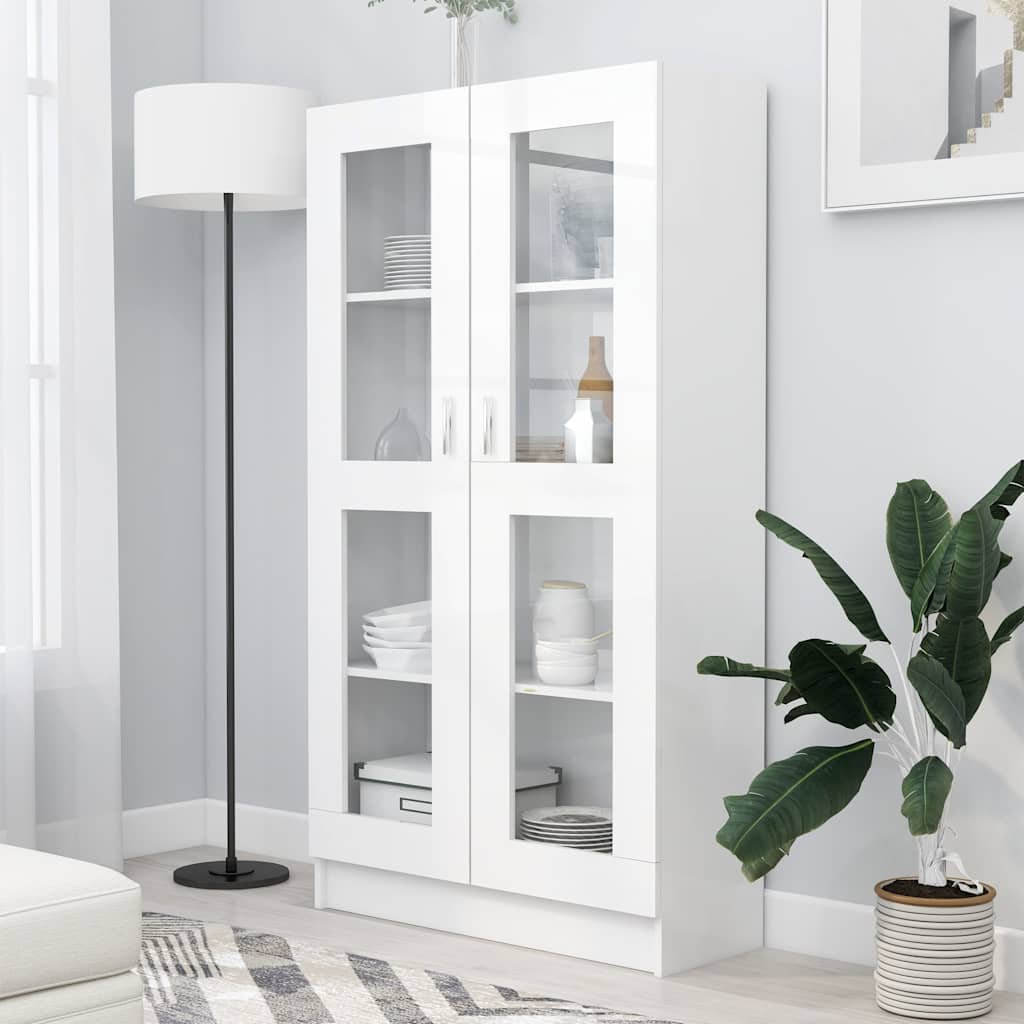 Walplus Engineered Wood Display Cabinet - White - 82.5 x 30.5 x 150 cm