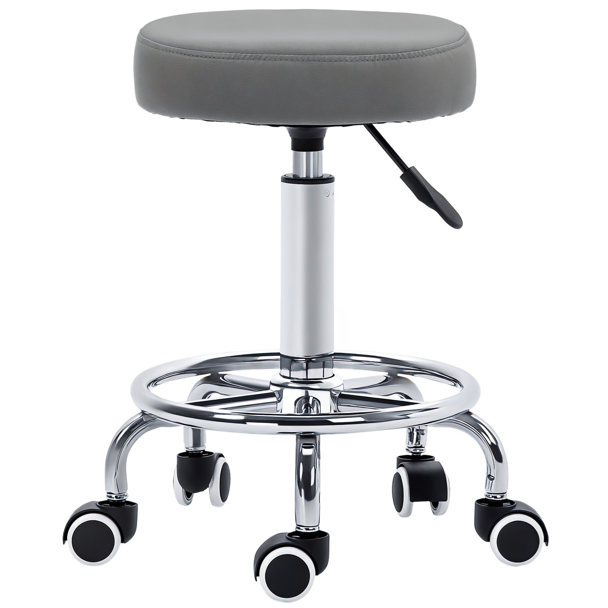 Vinsetto Round PU Leather Height Adjustable Stool Chair - Grey