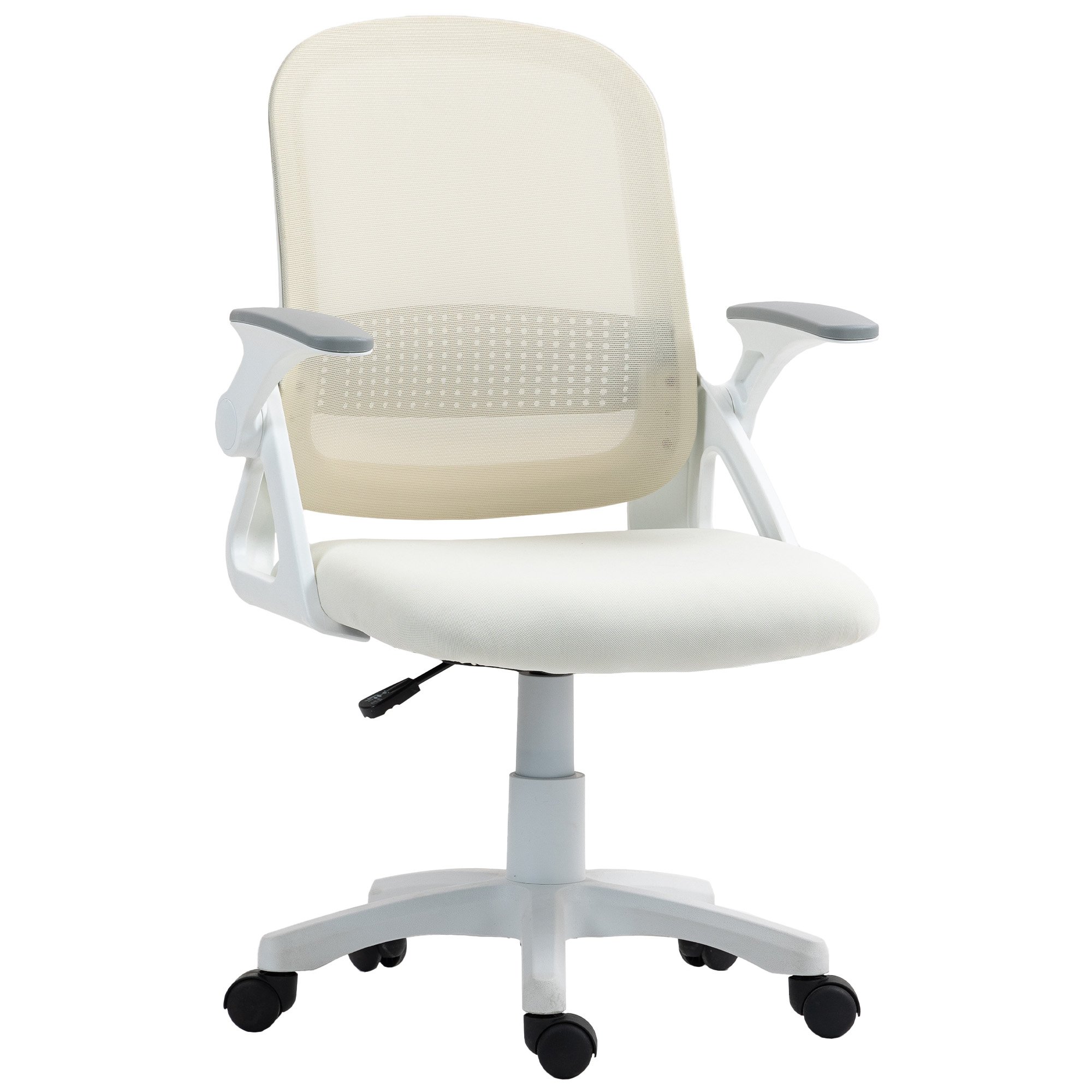 HOMCOM Mesh Swivel Office Chair with Flip Up Armrests - White