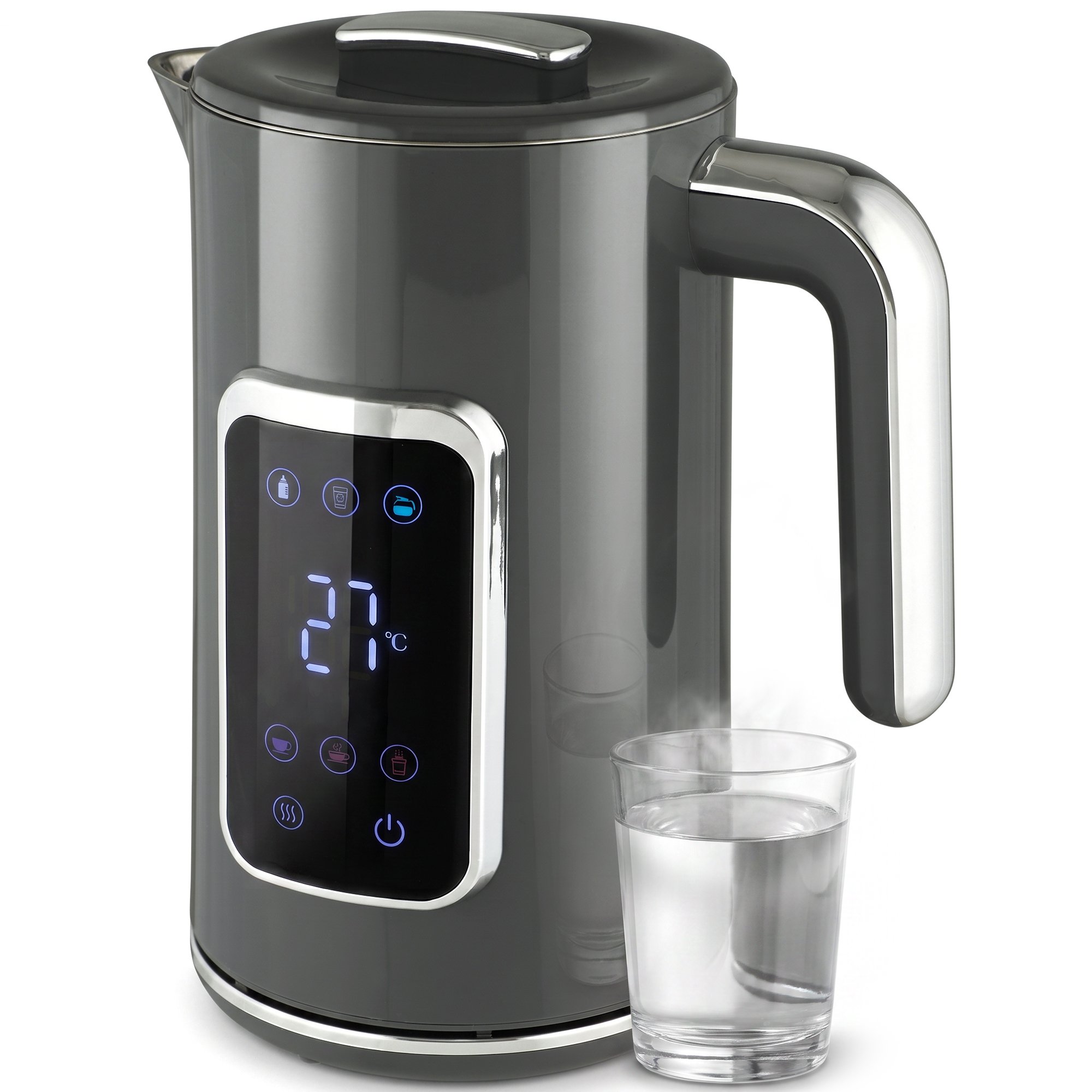HOMCOM 1.7L Electric Kettle with LED Display and Adjustable Temperature - Grey