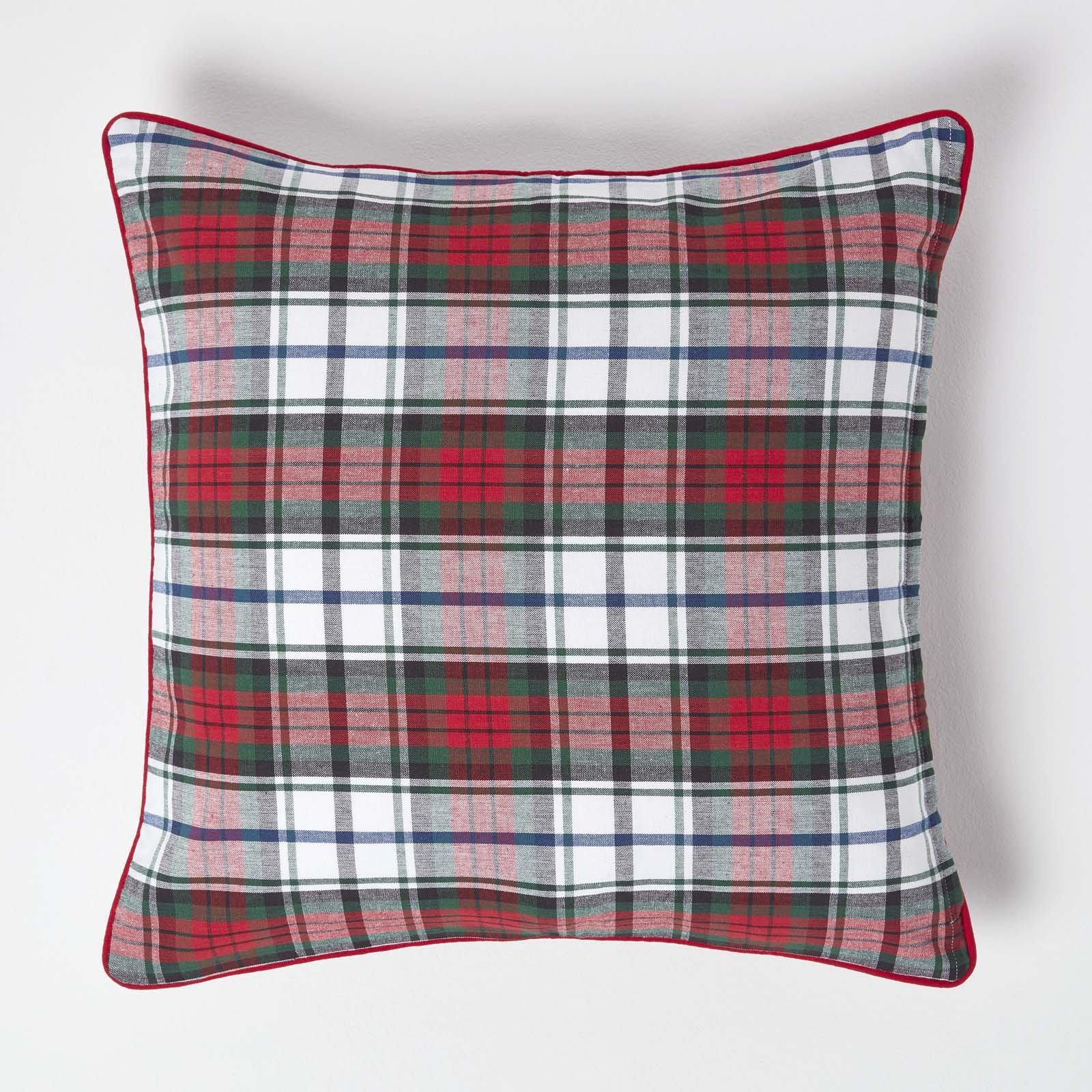 Homescapes Red Cotton Macduff Tartan Cushion Cover - 60 x 60 cm