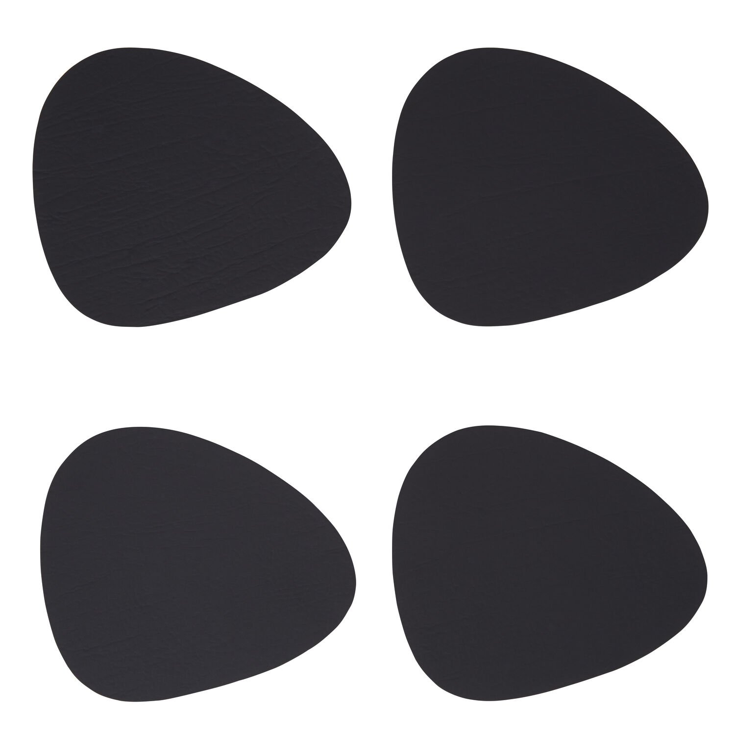 Orsina Set Of 4 Catlins Pebble Faux Leather Coasters - Black