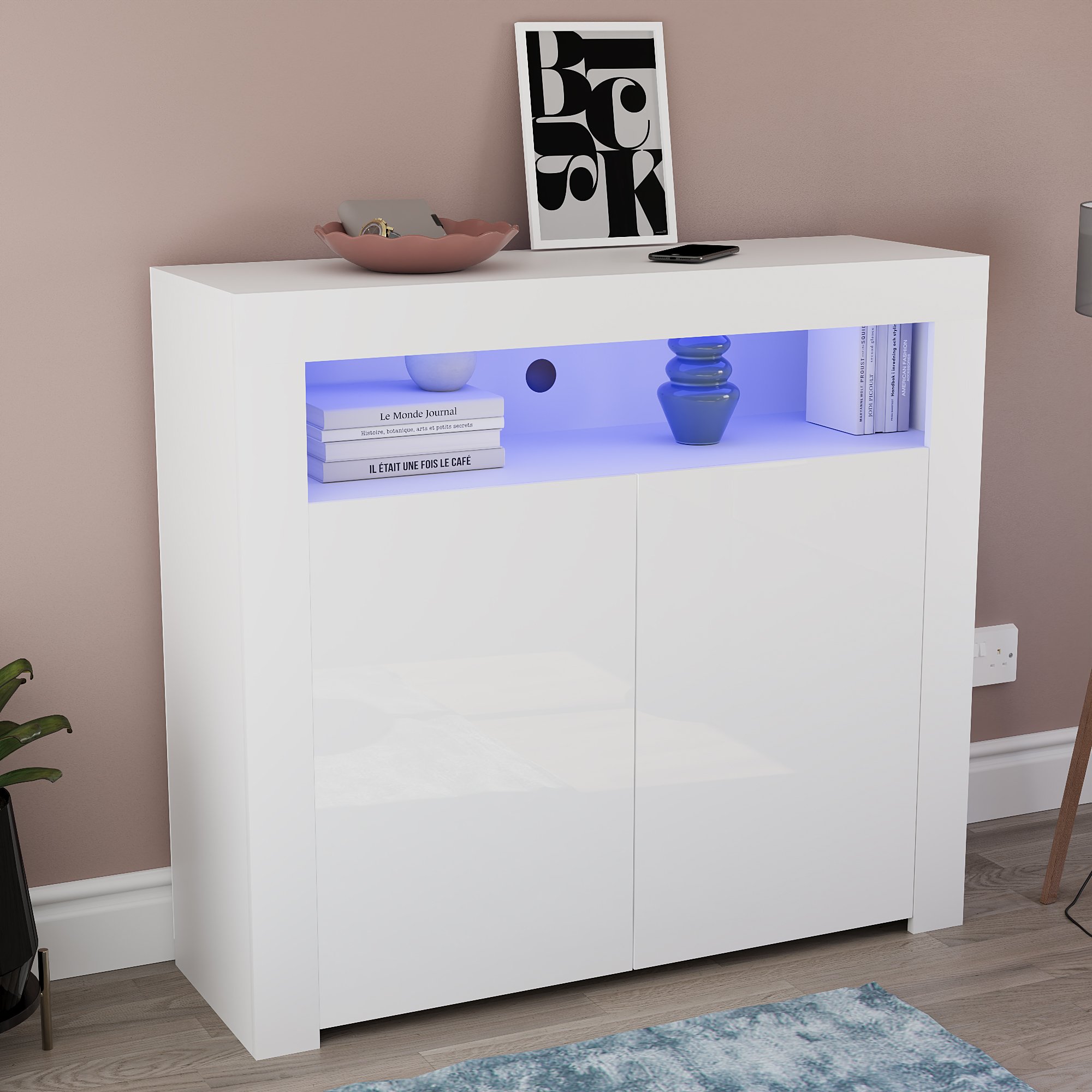 Vida Designs Nova 2 Door LED Sideboard - White