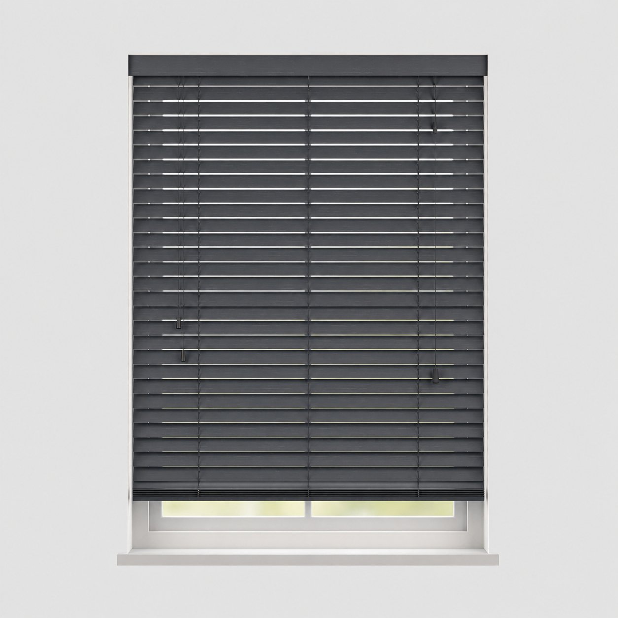 New Edge Blinds Slate Grey Real Wood String Venetian Blind - 150cm x 120cm