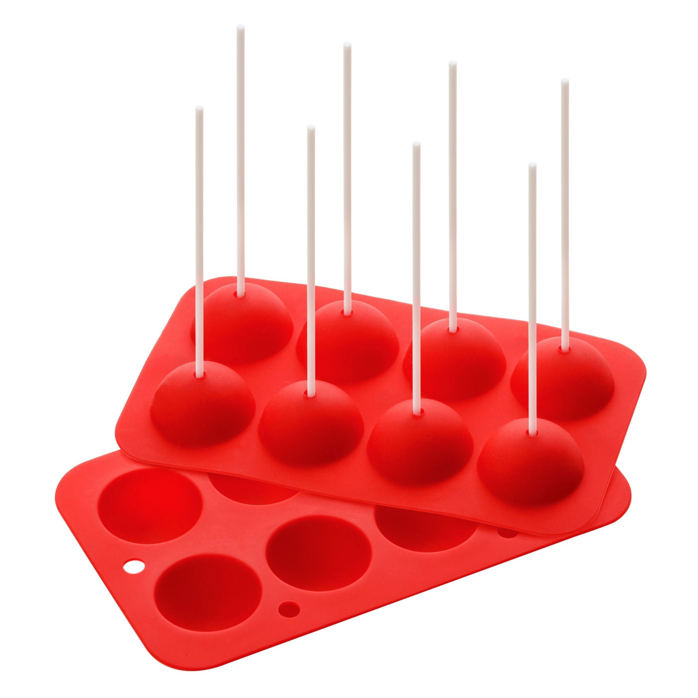Orsina Hallie 8 Ball And 24 White Sticks Cake Pop Mould - Red