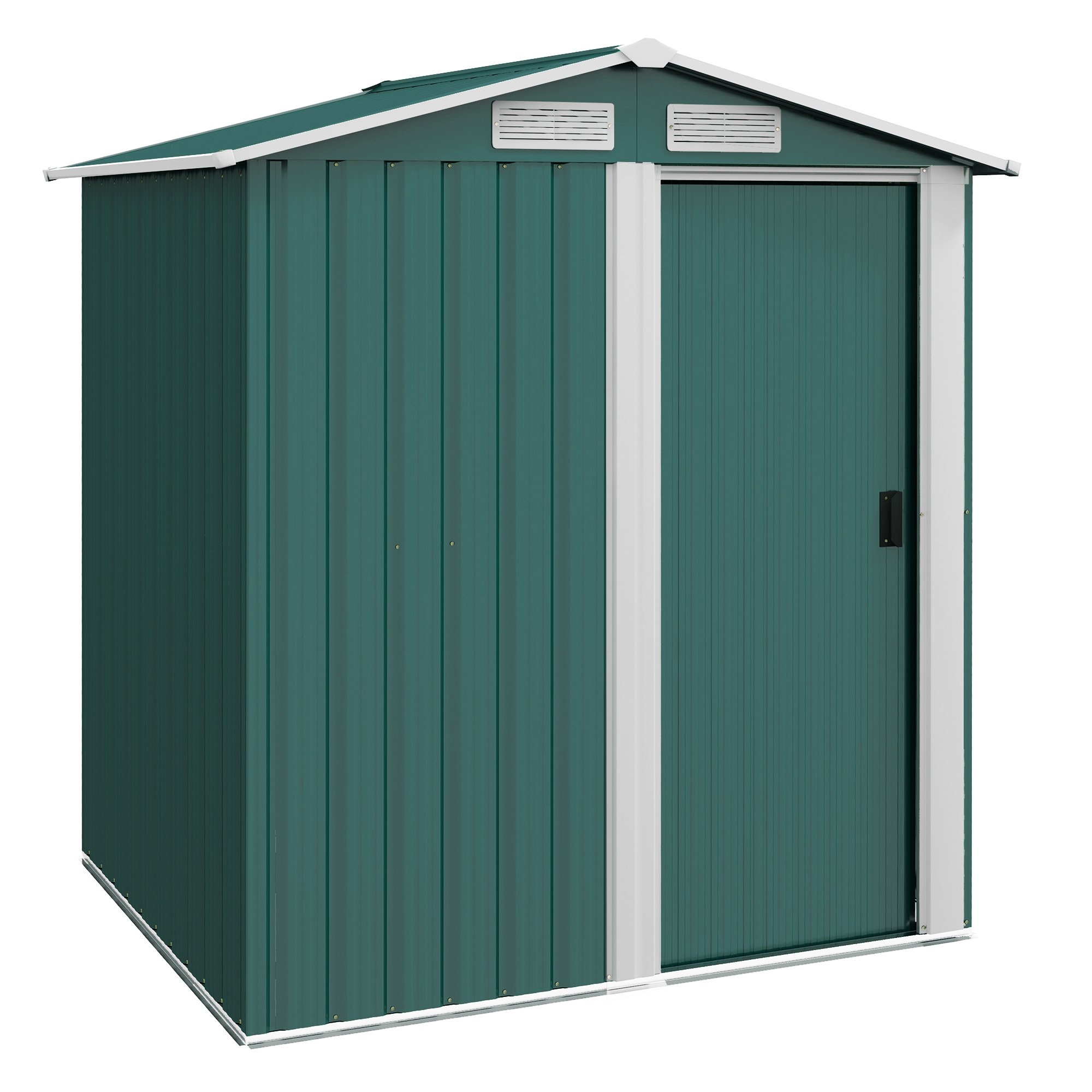 Outsunny Metal Garden Shed with Sliding Door Patio - Green