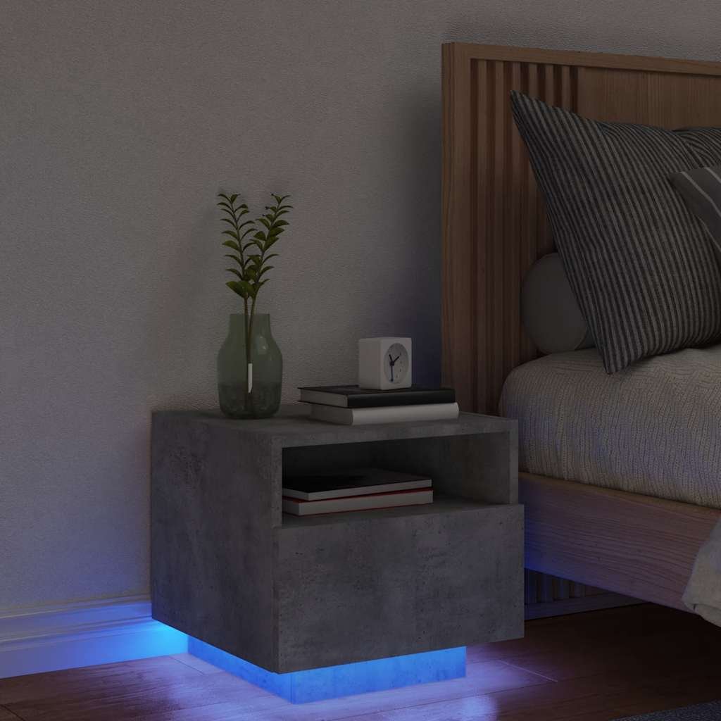 Walplus Engineered Wood Bedside Cabinet - Stone Grey - 40 x 39 x 37 cm