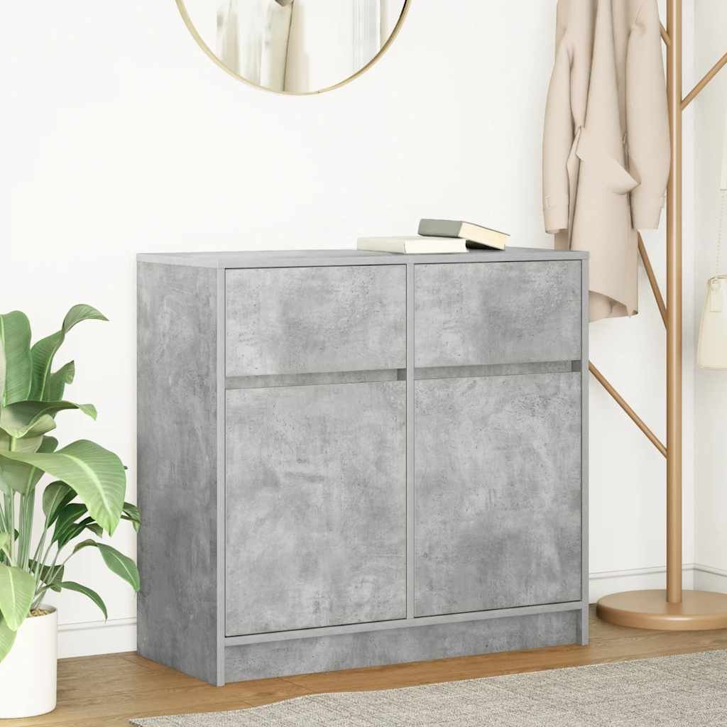 Walplus Engineered Wood Sideboard - Concrete Grey - 80 x 34 x 76 cm