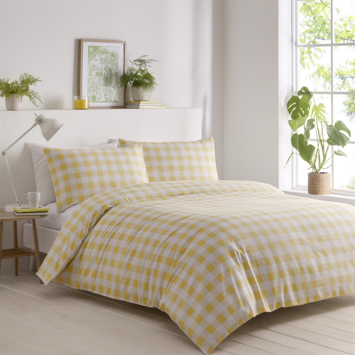 Portfolio Home Gingham Yellow Duvet Cover Set - Single