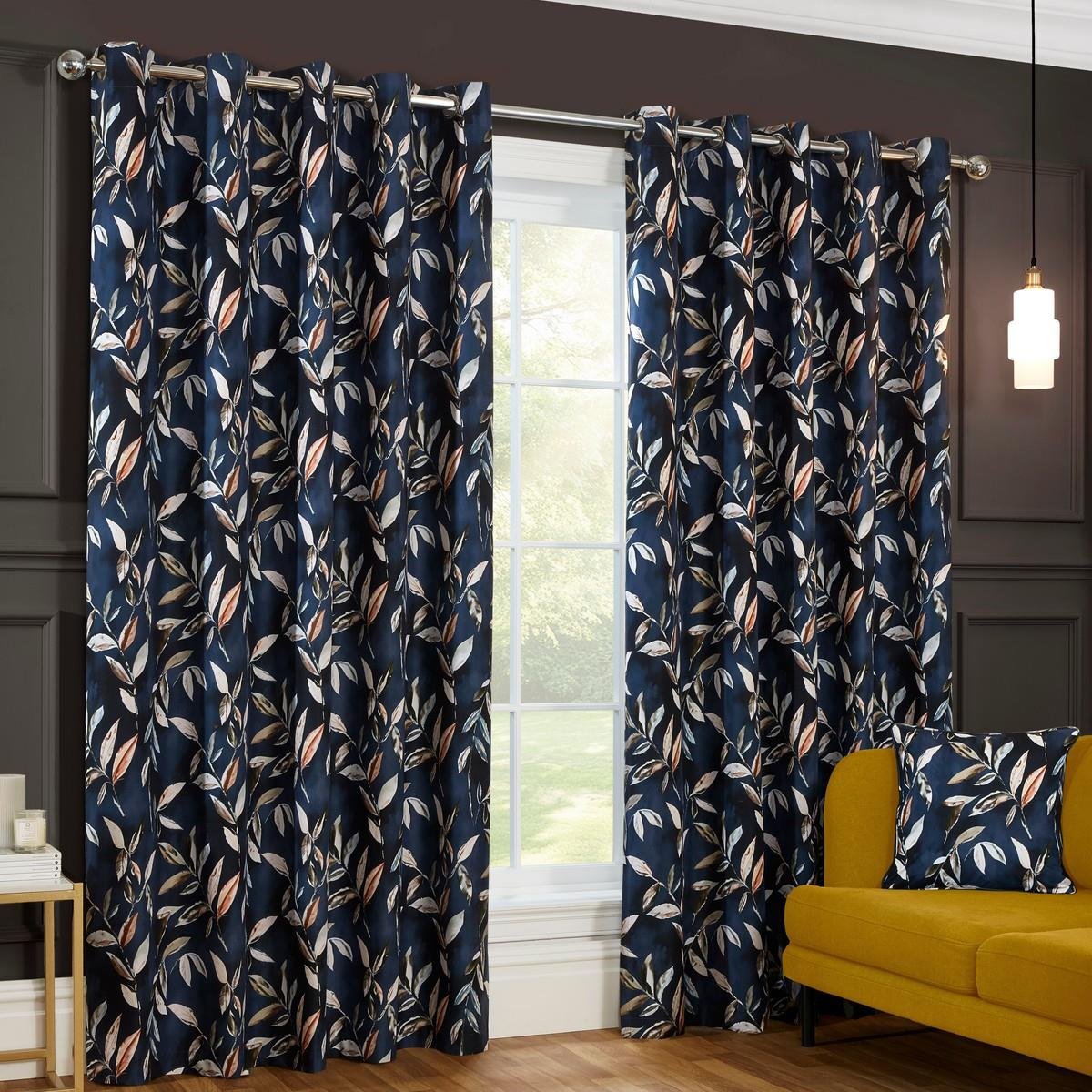 Sundour Madrid Eyelet Curtains - Navy - 117 x 137cm