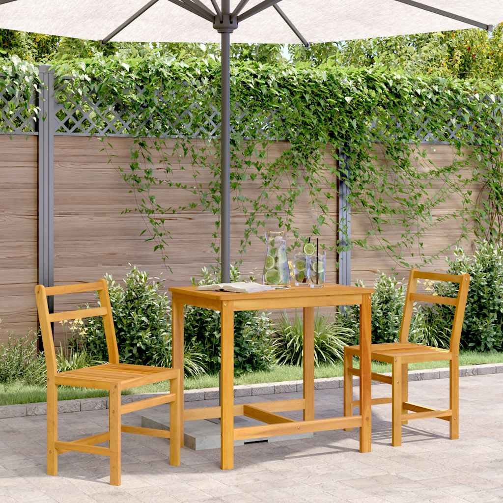 Walplus 3 Piece Acacia Wood Outdoor Furniture Set - Brown - 80 x 55 x 75 cm