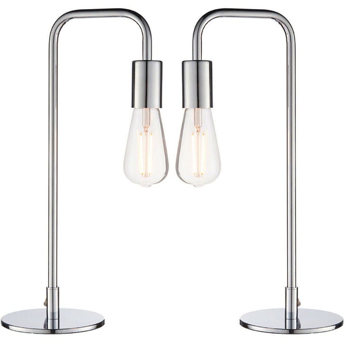 Loops Direct Pack of 2 Steel Table Lamp - Chrome