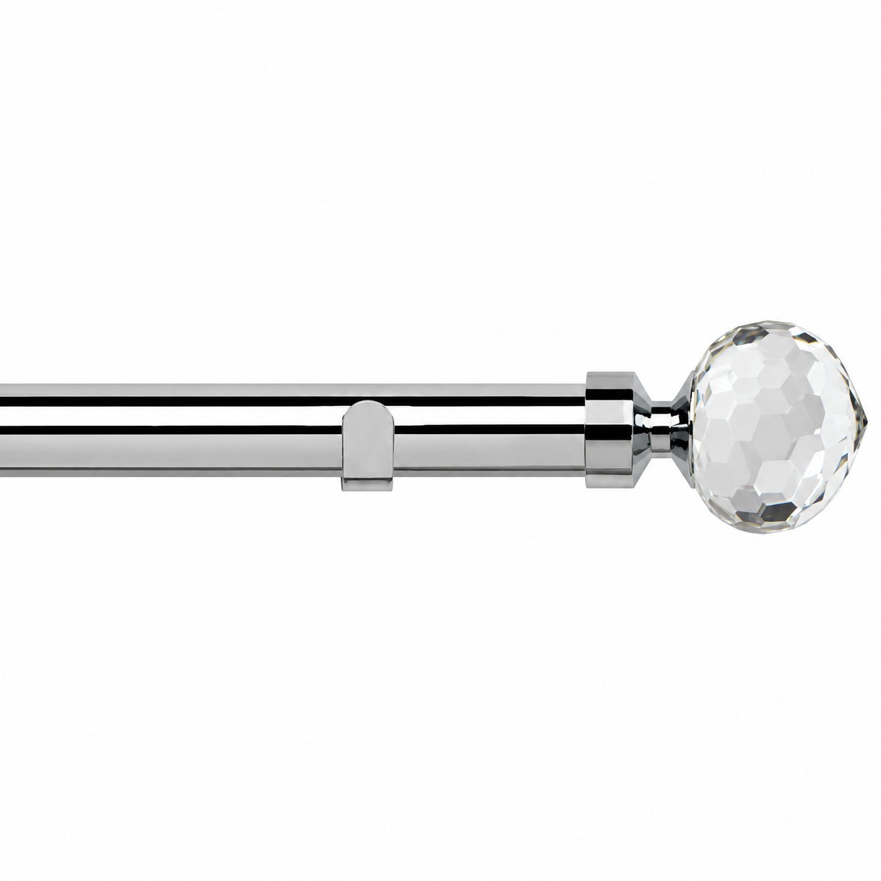 New Edge Blinds 28mm Chrome Crystal Fixed Eyelet Curtain Pole - 290cm