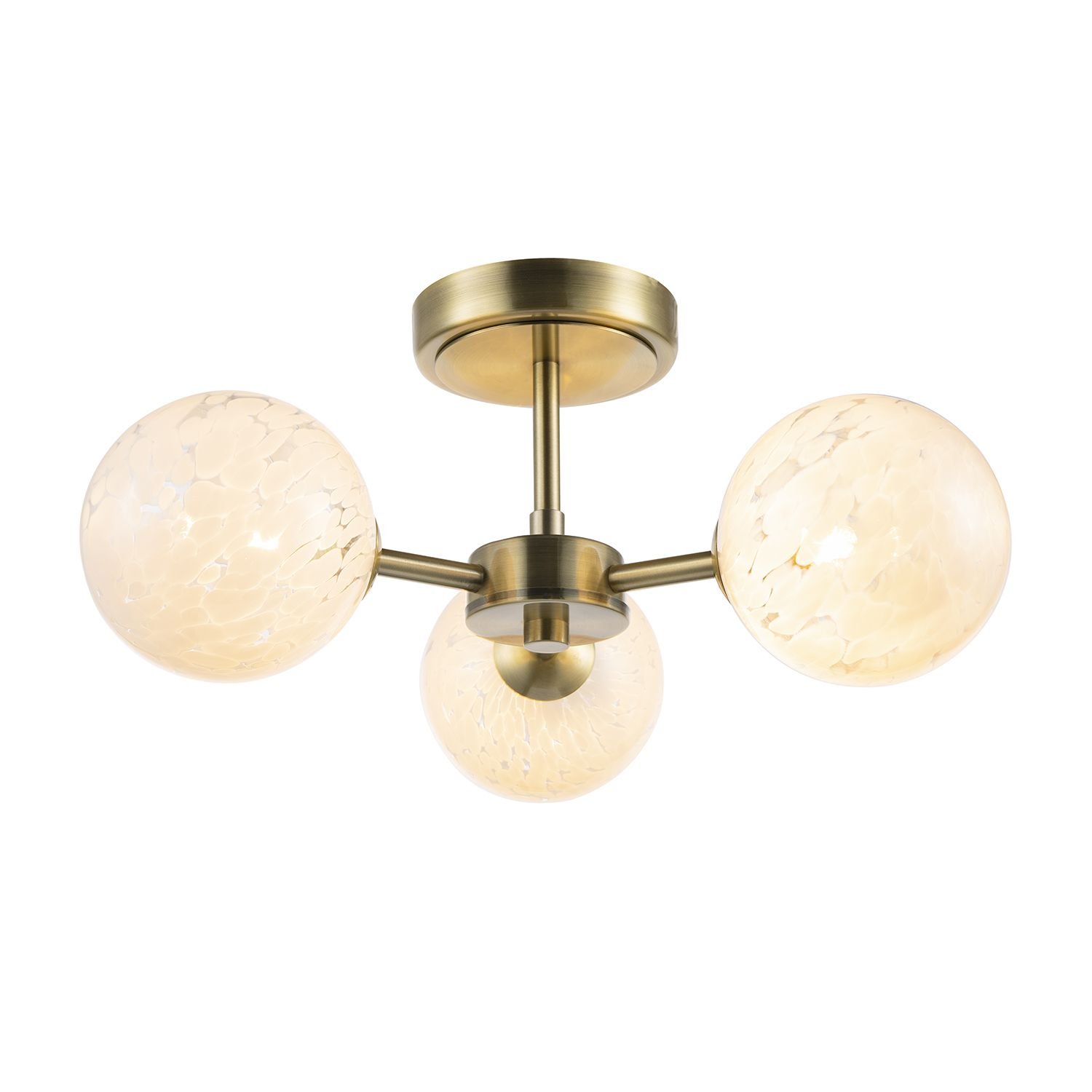 Happy Homewares Antique Brass with White Confetti Ceiling Light - 39cm
