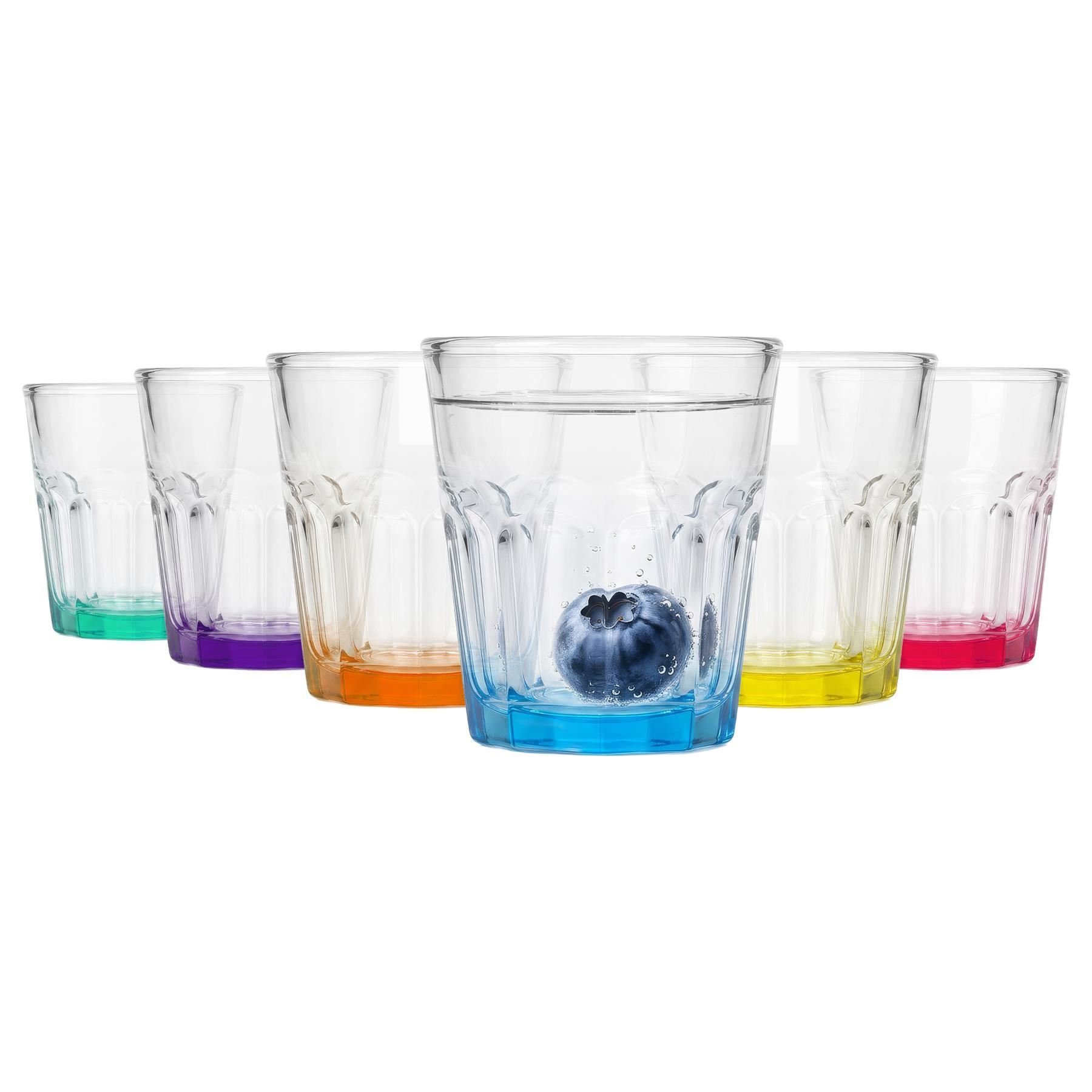 Argon Tableware Panelled Shot Glasses with Coloured Base - 55ml - Pack of 6