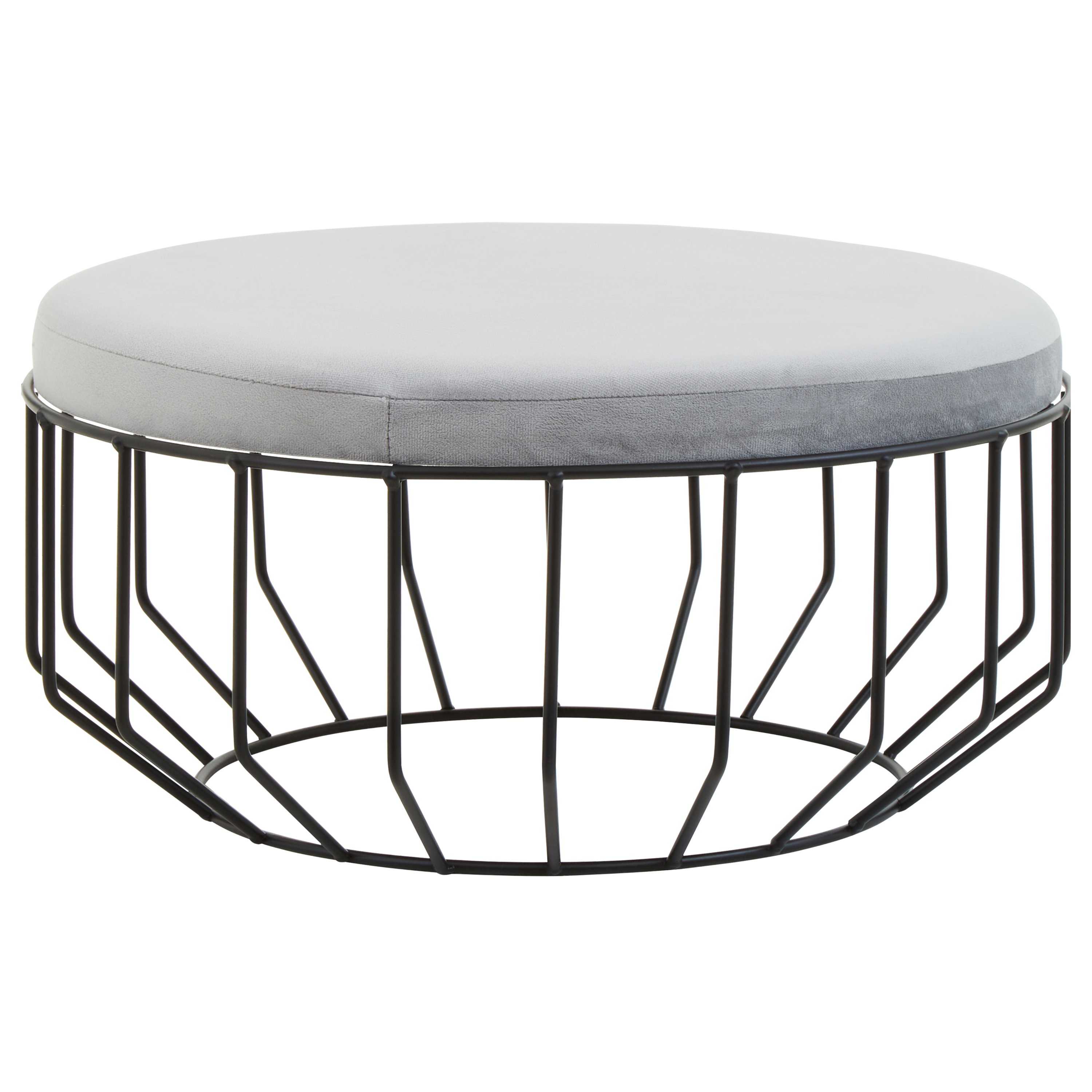 Orsina Hayes Velvet Large Footstool – Grey & Black