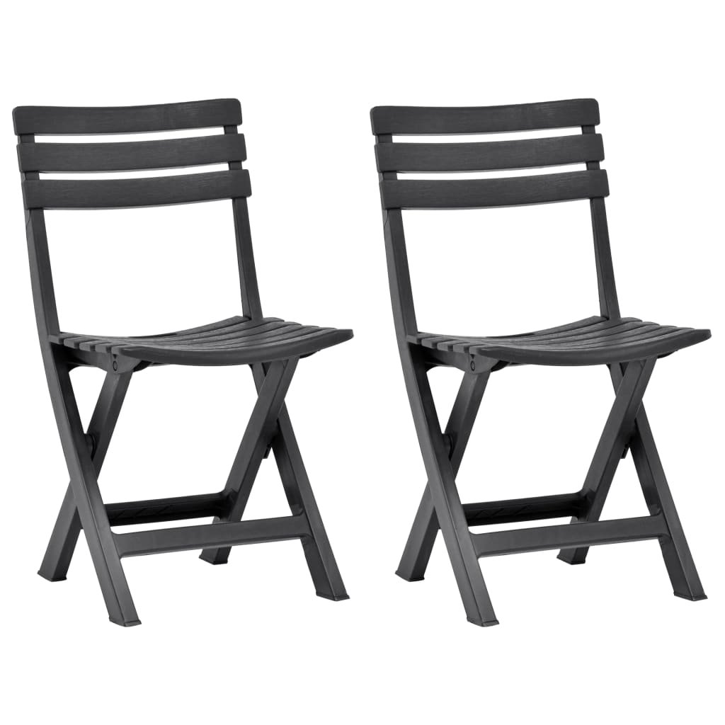 Walplus Pack of 2 Plastic Folding Chairs - Anthracite - 44 x 41 x 78 cm
