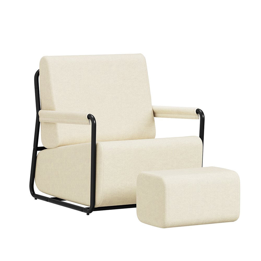 SoBuy Ergonomic Sofa Chair with Footstool - Cream