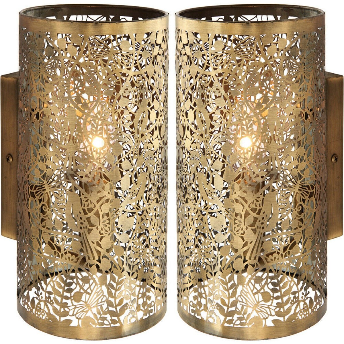 Loops Direct Pack of 2 Steel Dimmable Wall Light - Antique Brass