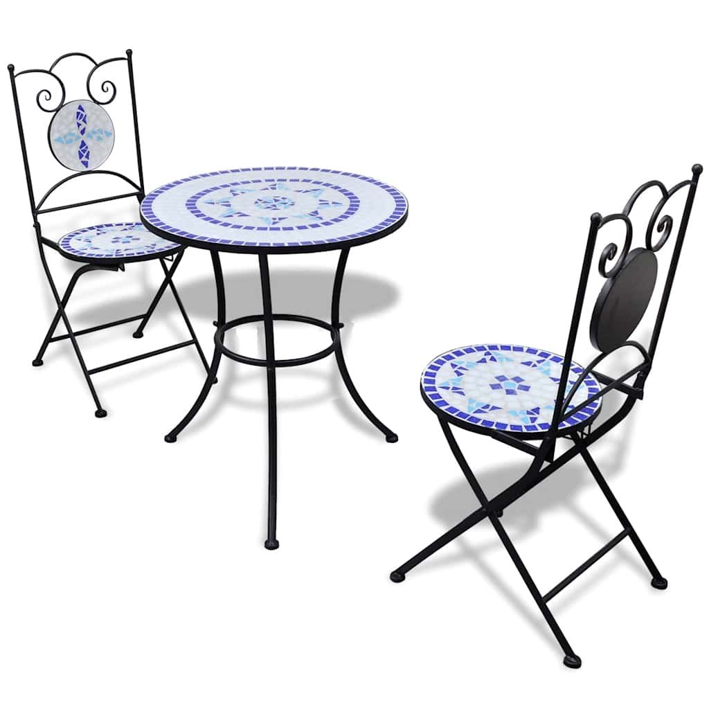 Walplus 3 Piece Iron Bistro Set - White - 60 x 70 cm