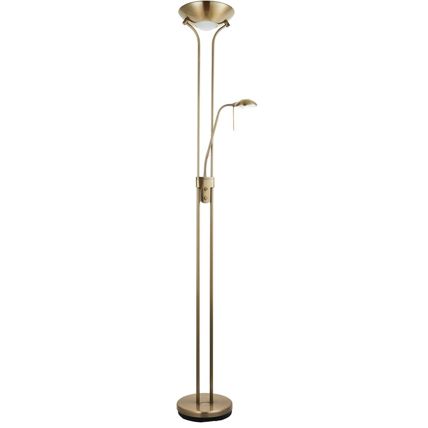 Loops Direct 50.5cm Diameter Steel and Glass Floor Lamp - Antique Brass