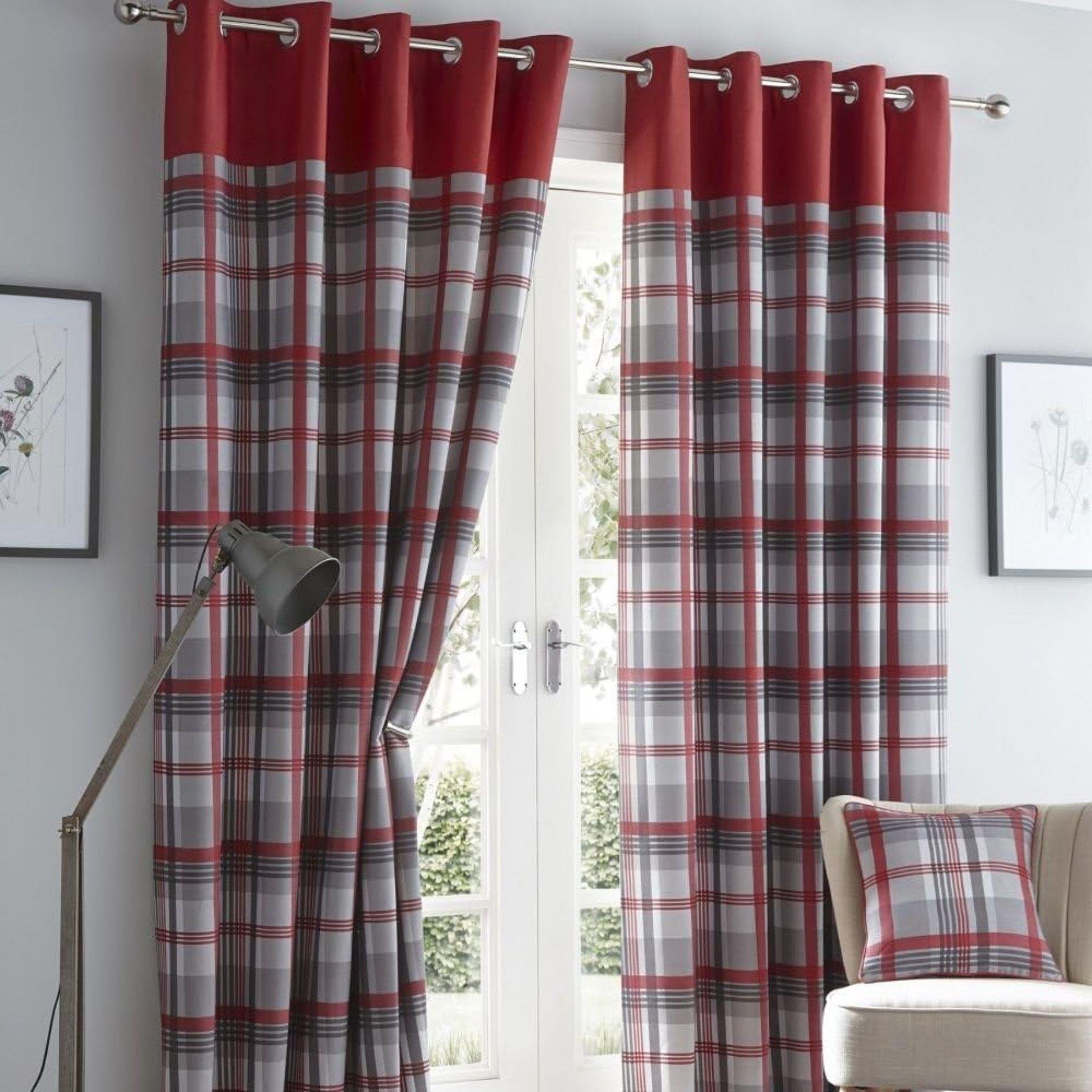Portfolio Home Orleans Eyelet Curtains - Red - 168 x 137cm