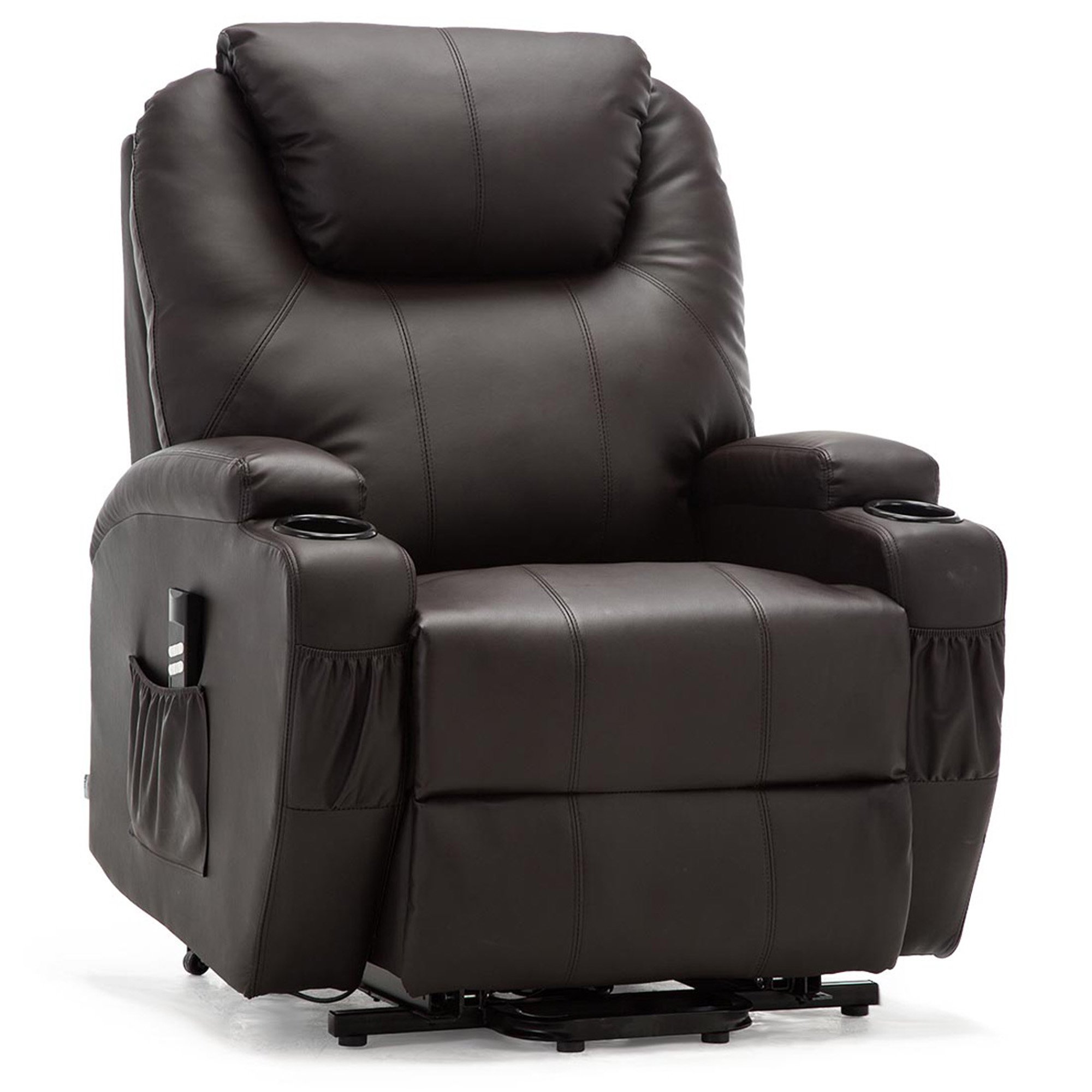 Furniture Online Cinemo Bonded Leather Dual Motor Rise Recliner Chair – Brown