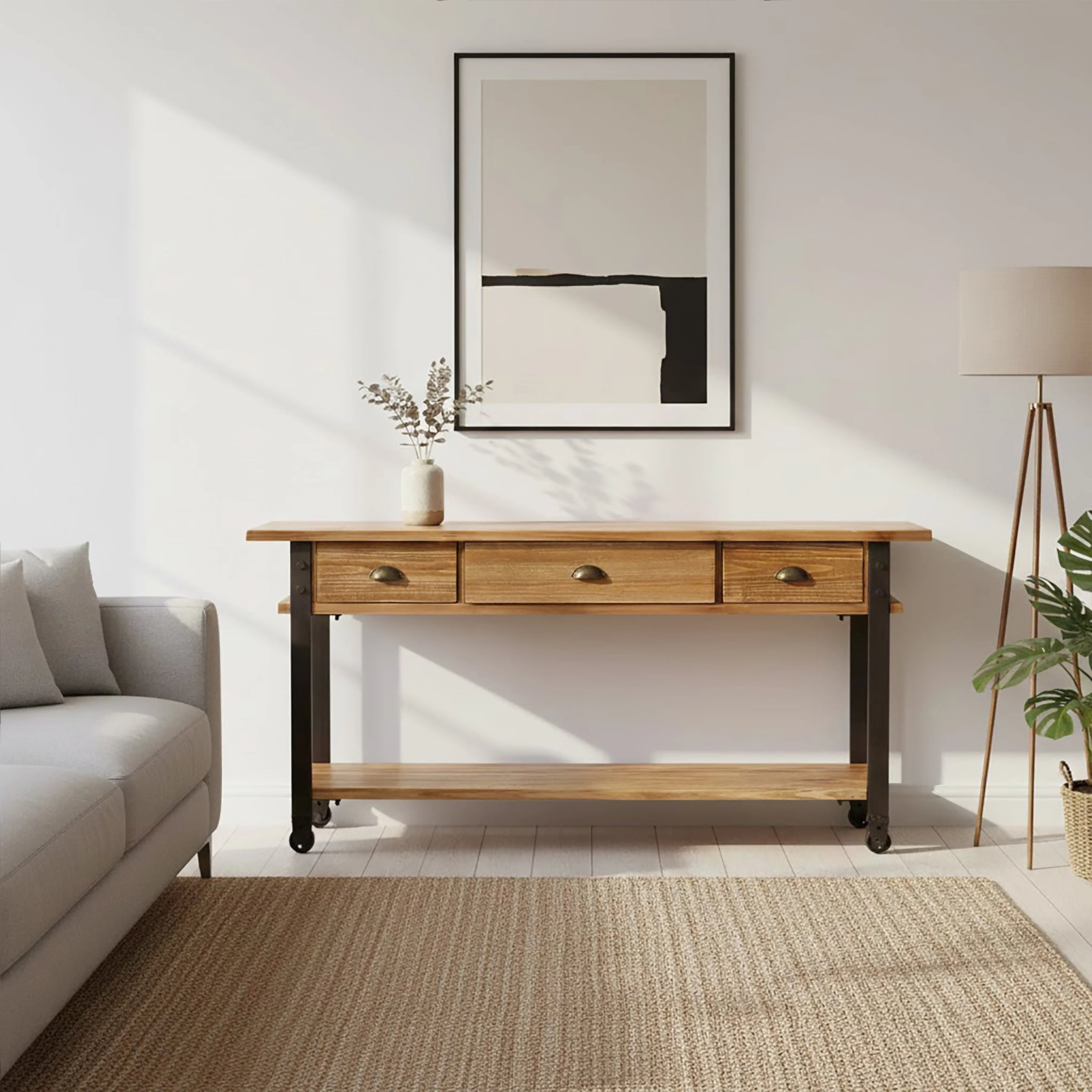 Orsina New Foundry 3 Drawer Console Table – Two Tone