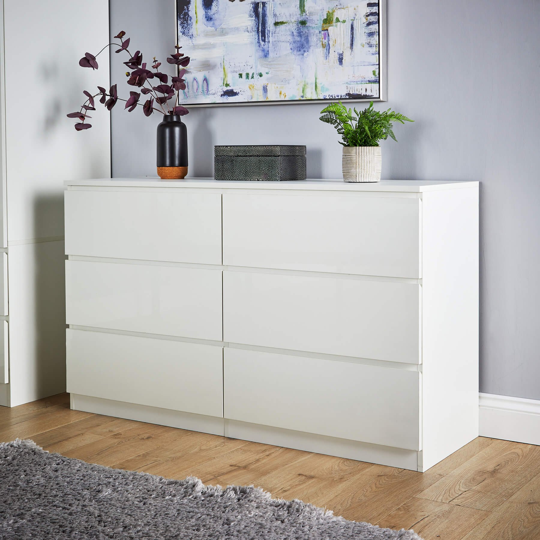 Home Source Lugano 6 Drawer Chest - White