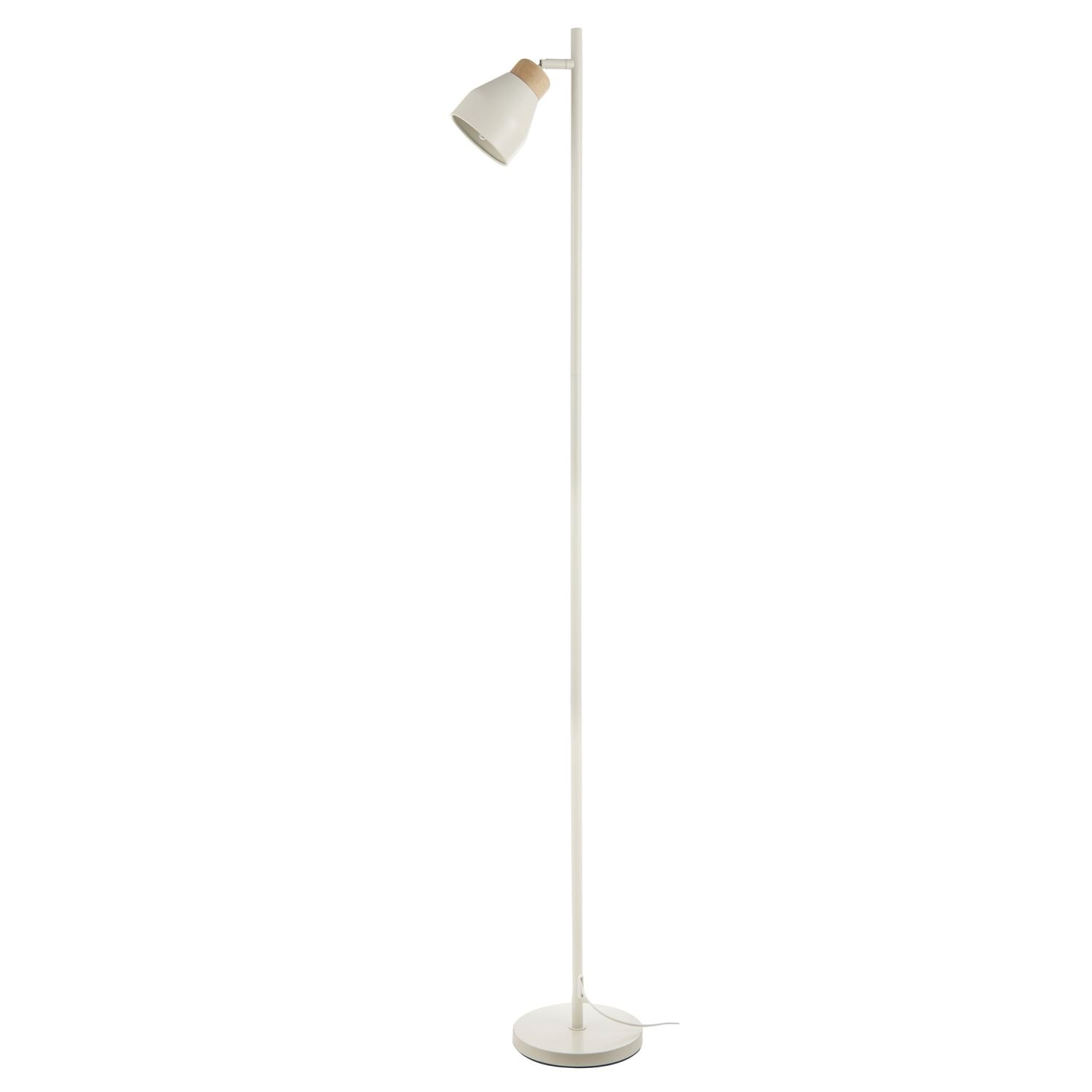 Happy Homewares Muted Dove Grey Scandinavian with Wooden Trim Floor Lamp - 29cm