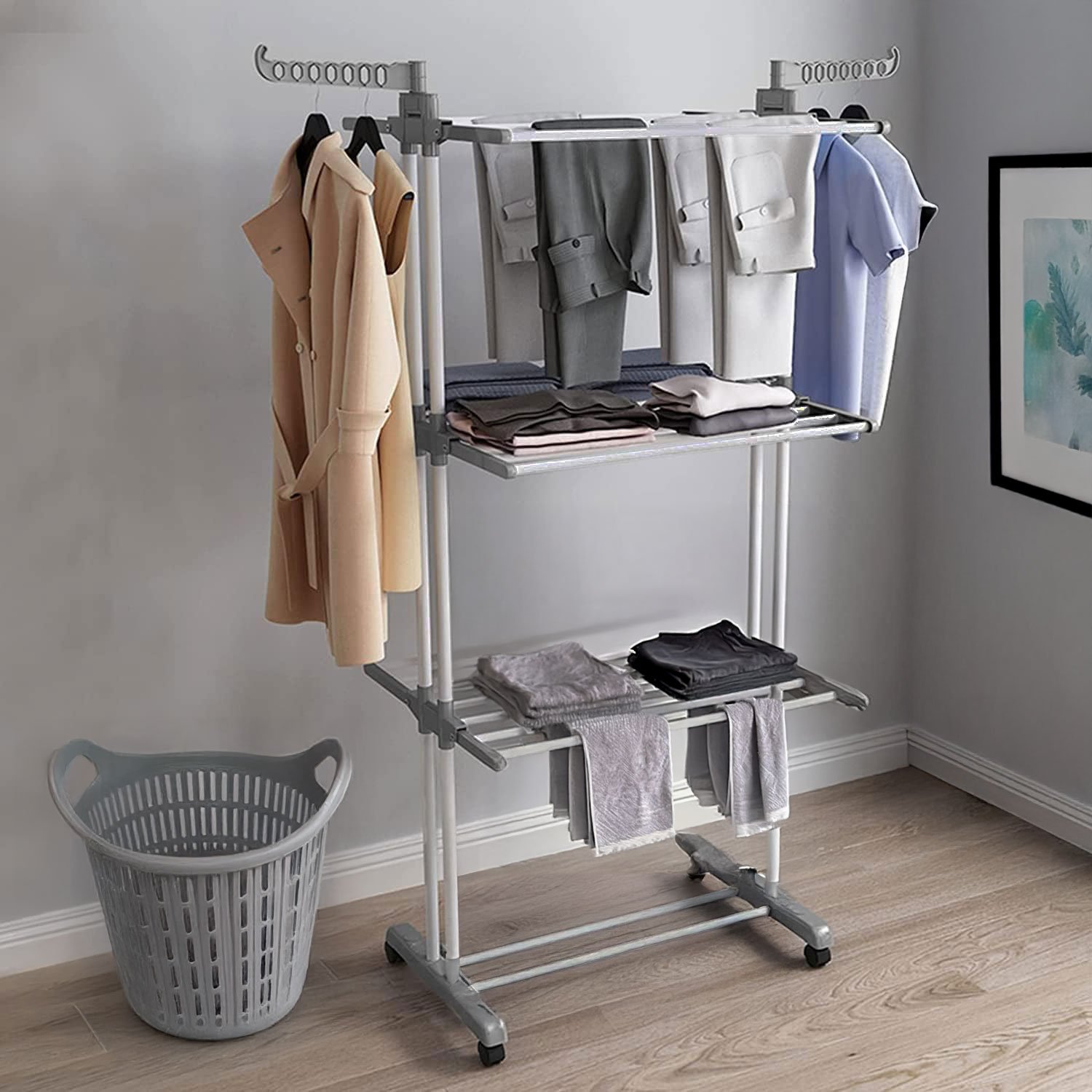 Neo 4 Tier Clothes Horse Drying Rack - Grey