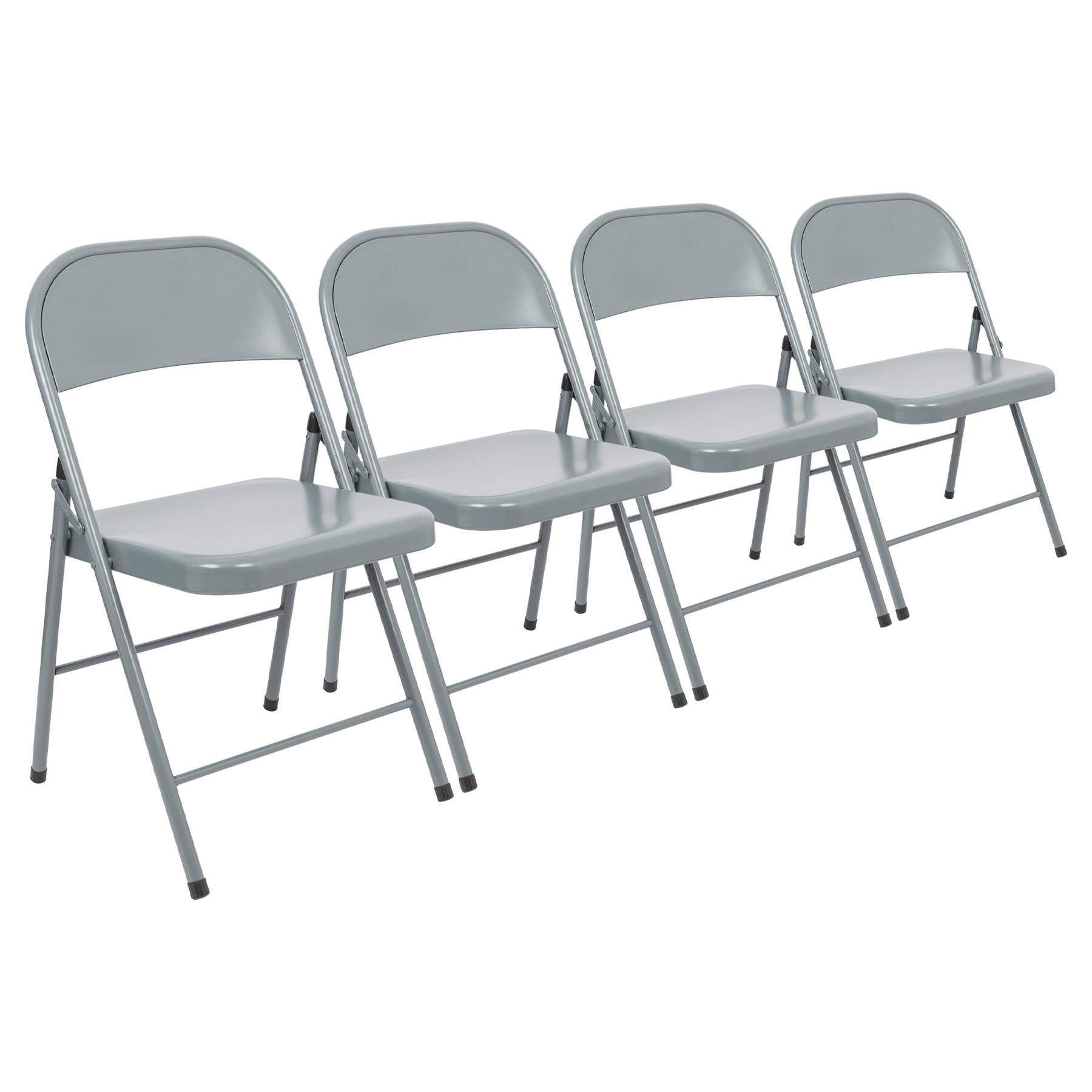 Harbour Housewares Metal Folding Chairs Pack of 4 - Matt Grey