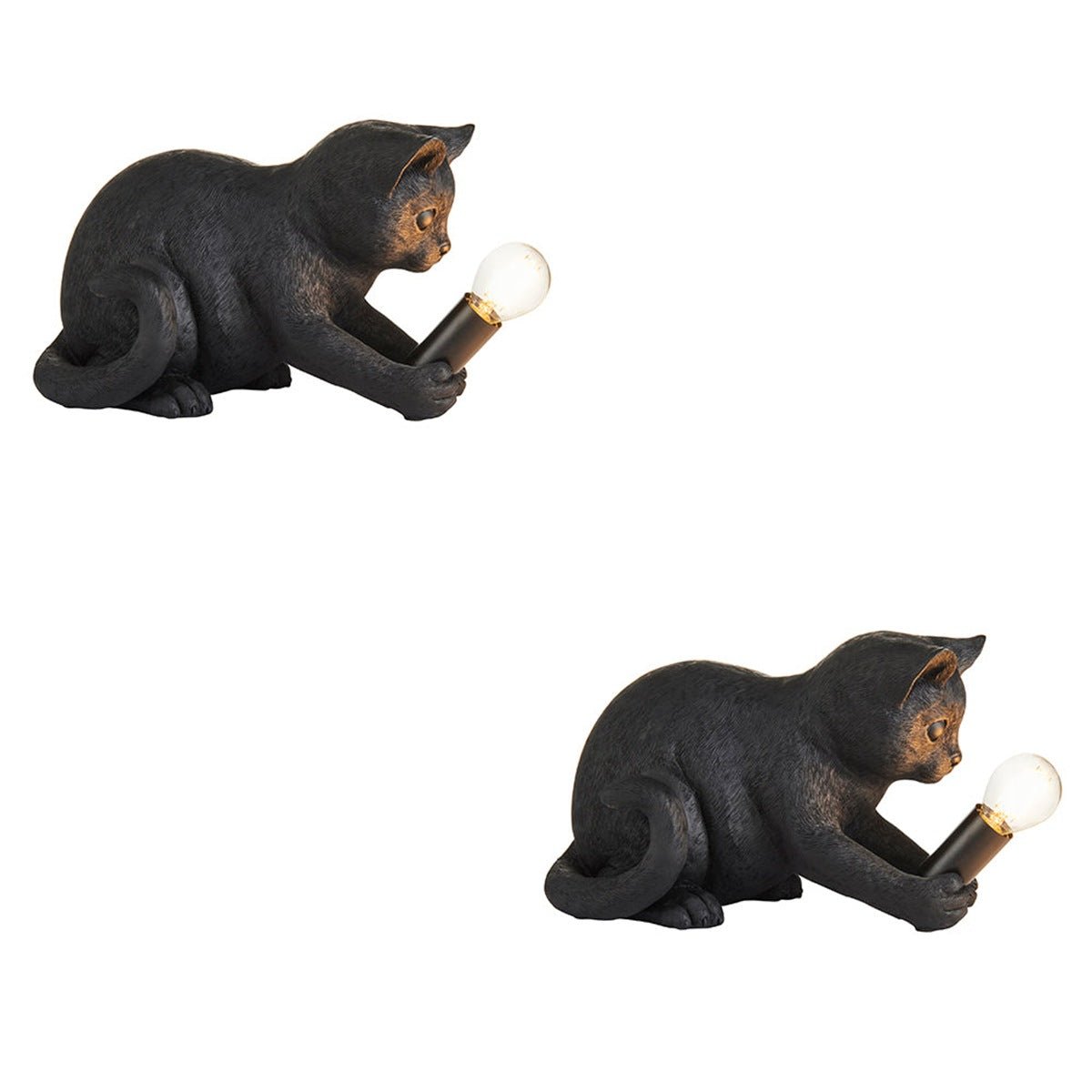 Loops Direct Pack of 2 Resin Kitten Table Lamp - Matt Black