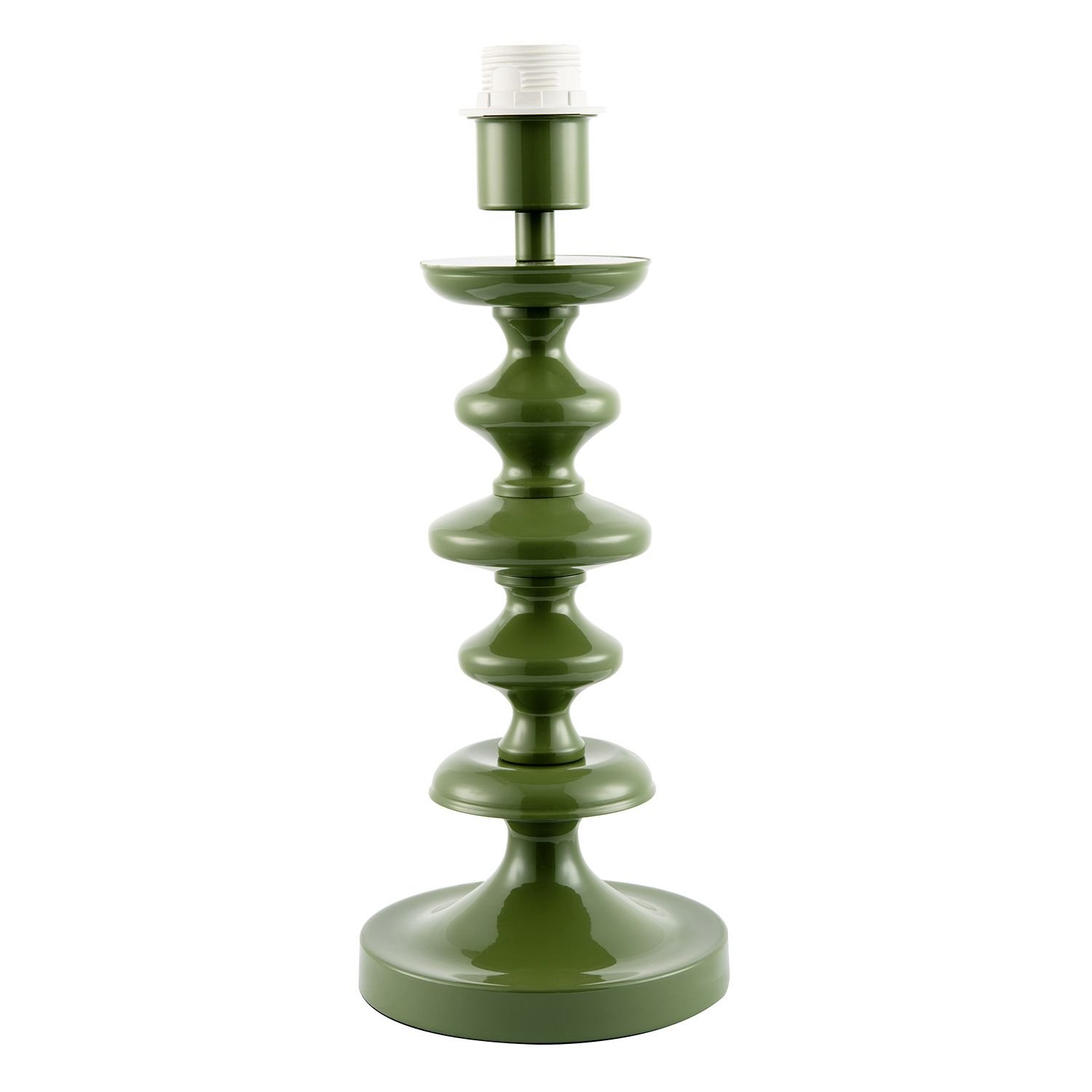Happy Homewares Olive Green Gloss Base with Chic Round Step Table Lamp - 15cm