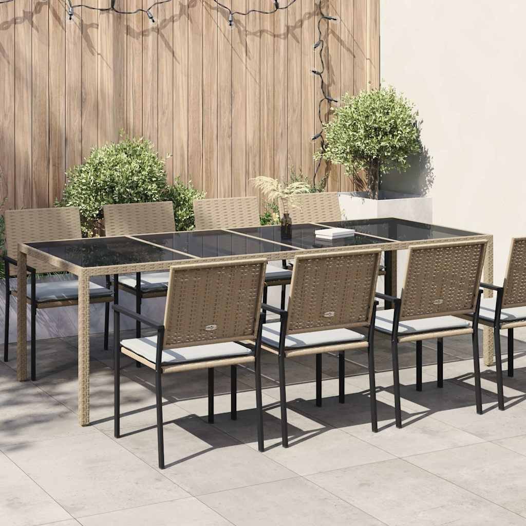 Walplus Poly Rattan Garden Table - Beige - 250 x 100 x 75 cm