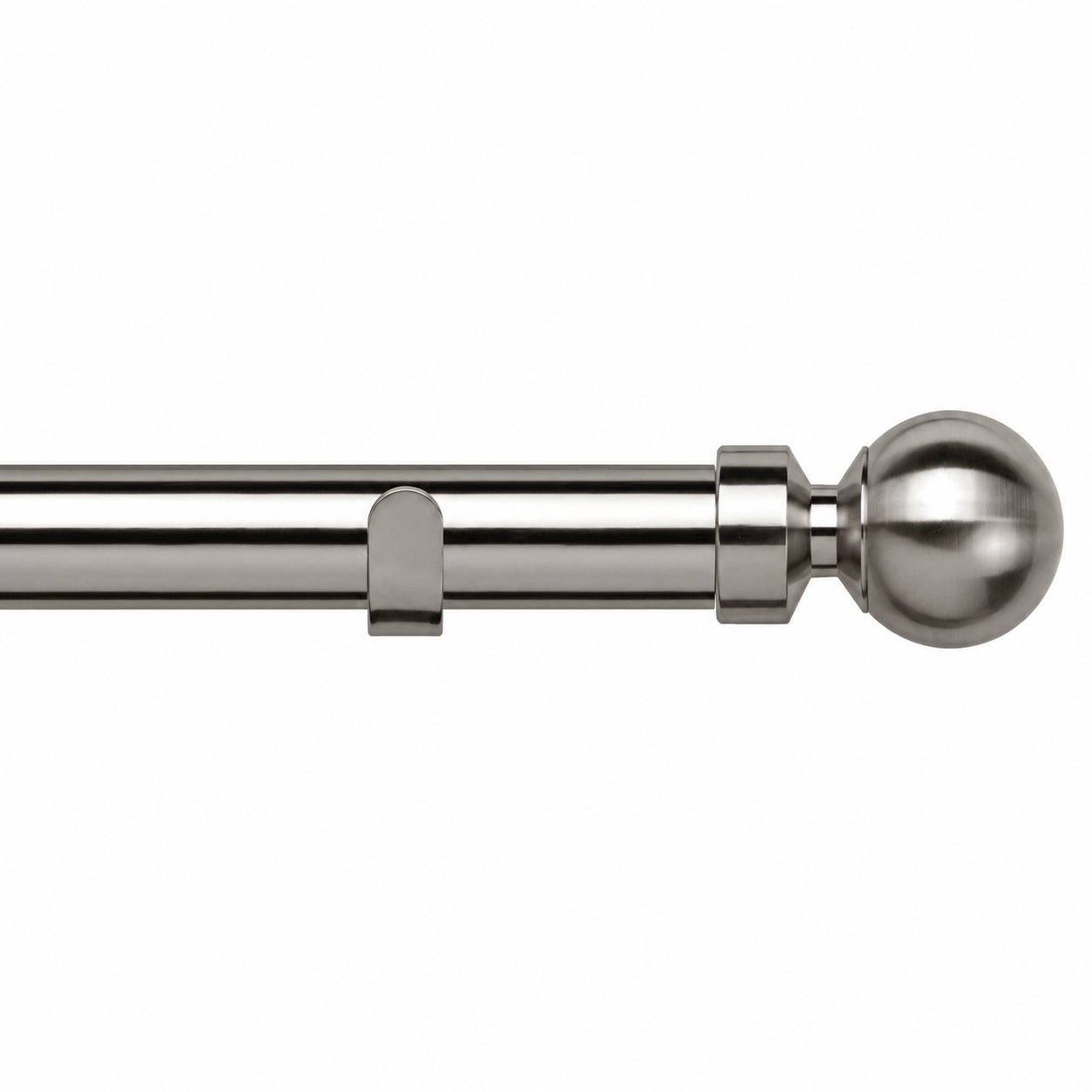 New Edge Blinds 28mm Satin Silver Sphere Fixed Eyelet Curtain Pole - 200cm
