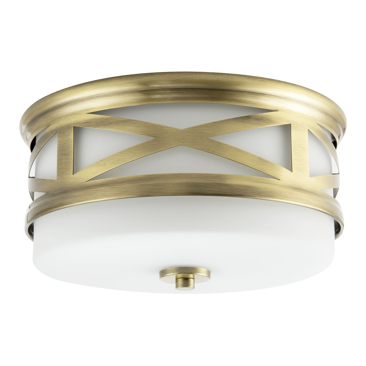 Happy Homewares Antique Brass Vintage Flush Bathroom Ceiling Light - 29cm