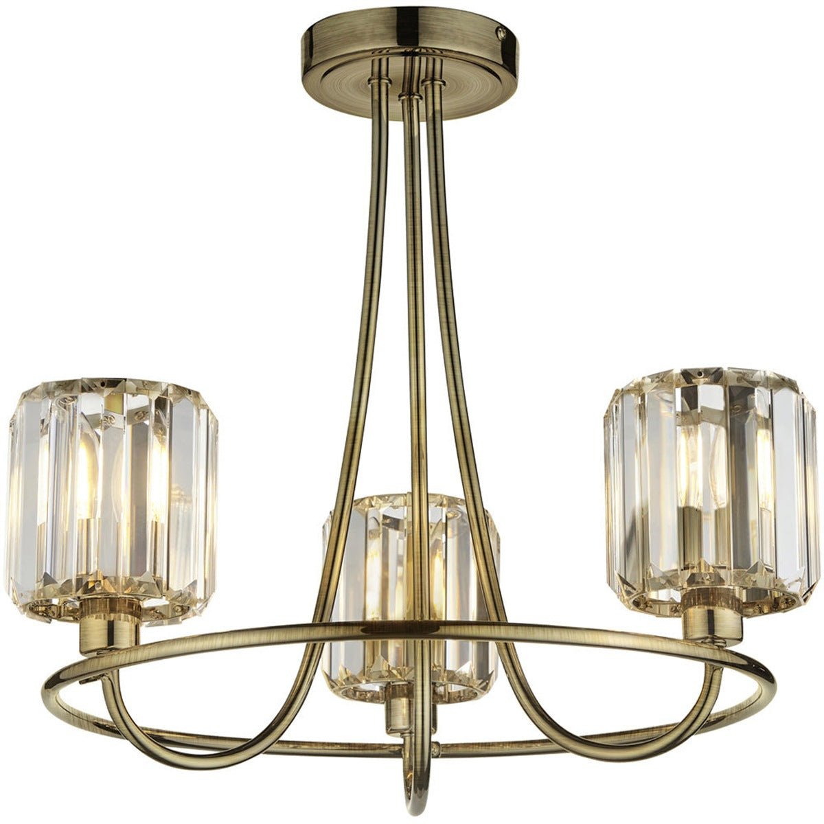 Loops Direct 45.6cm Diameter Semi Flush Ceiling Light - Antique Brass