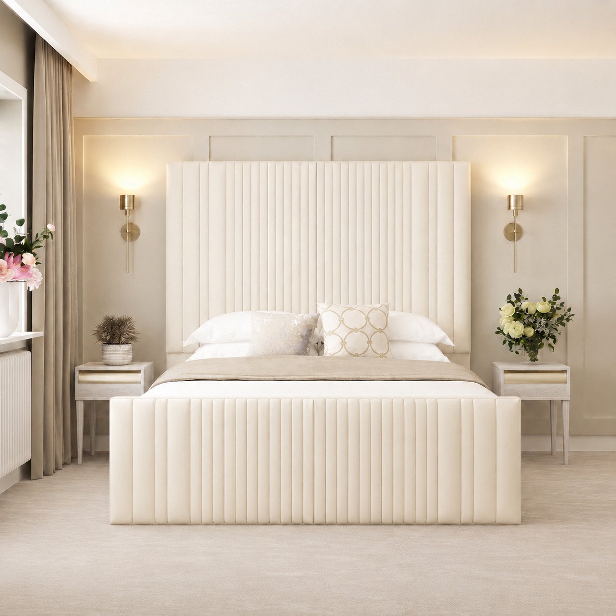 Bed Choices Aspire Kingsize Bed Frame 70" Headboard - Beige