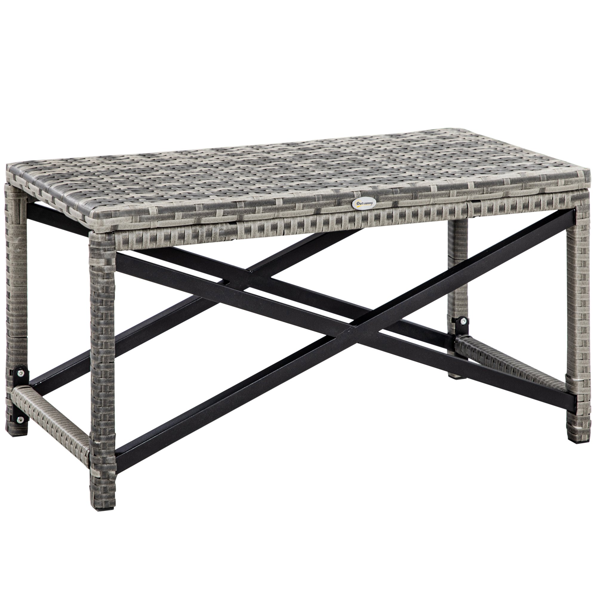 Outsunny X-Shaped Frame Garden Coffee Table - Grey