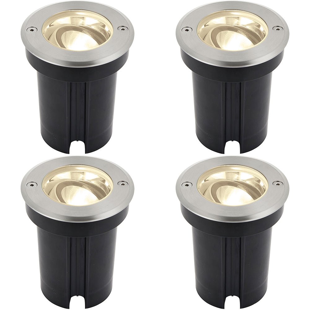 Loops Direct Set of 4 6W LED Stainless Steel In-Ground Light - Brushed