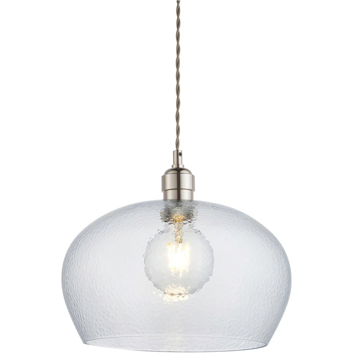Loops Direct 31cm Diameter Steel LED Pendant Light - Bright Nickel