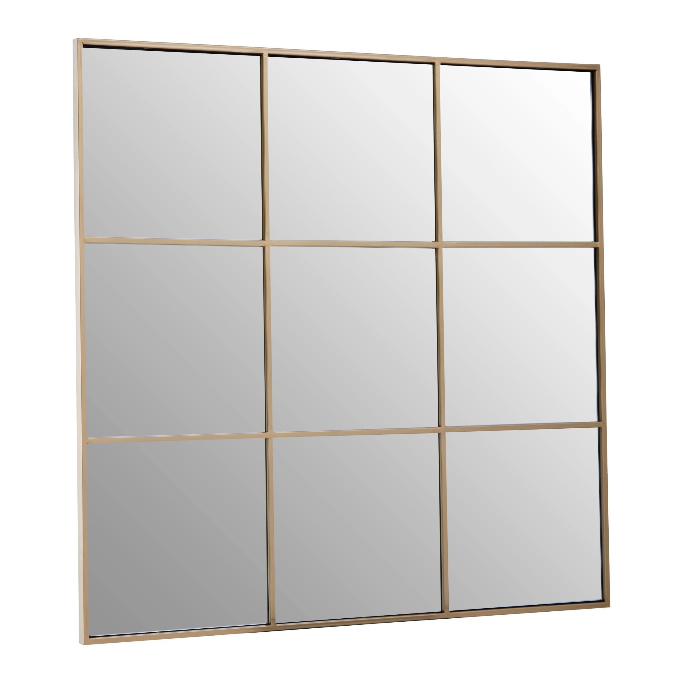 Orsina Oriel Grid Wall Mirror with Finish Frame – Gold