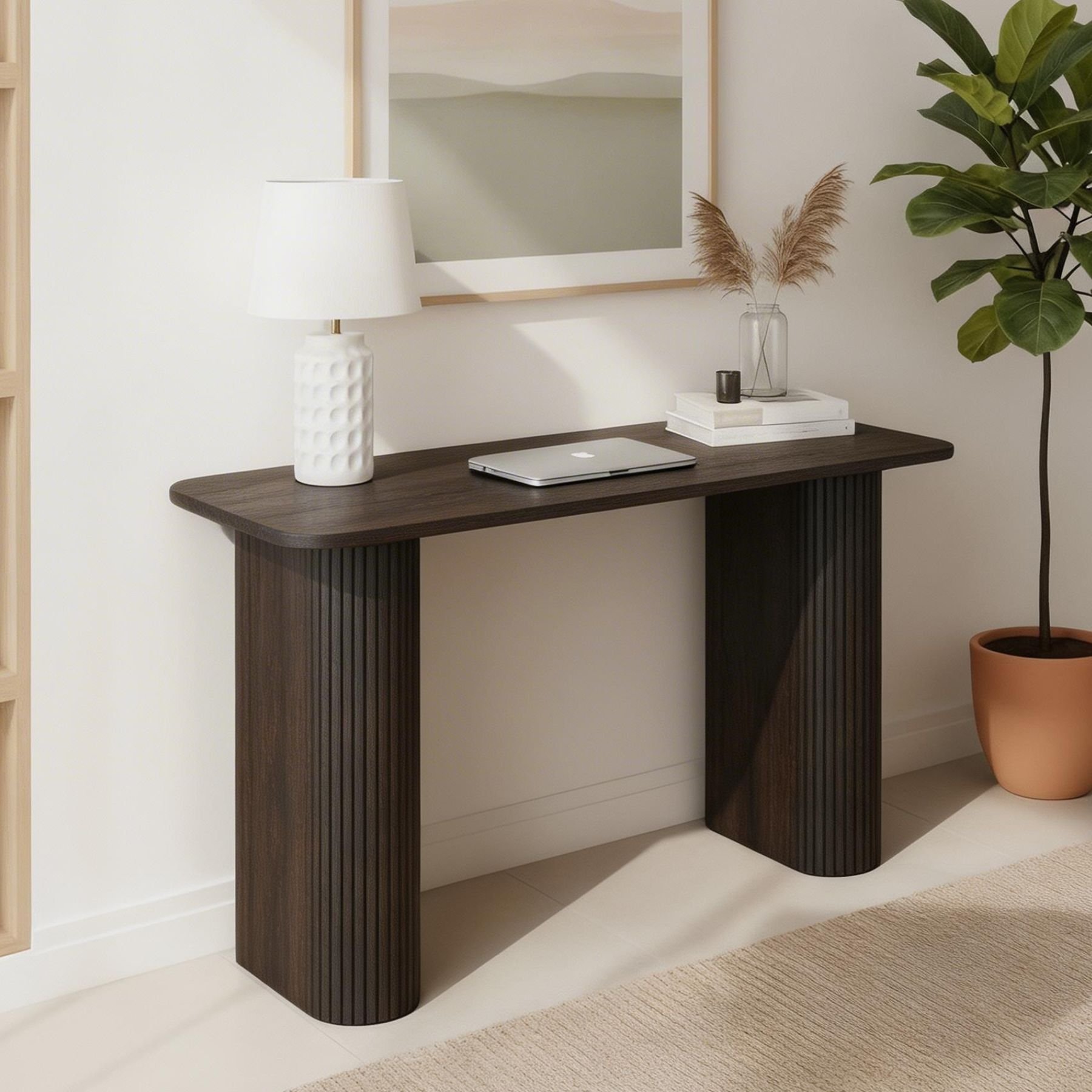 Home Source Monroe Wooden Computer Desk - Walnut