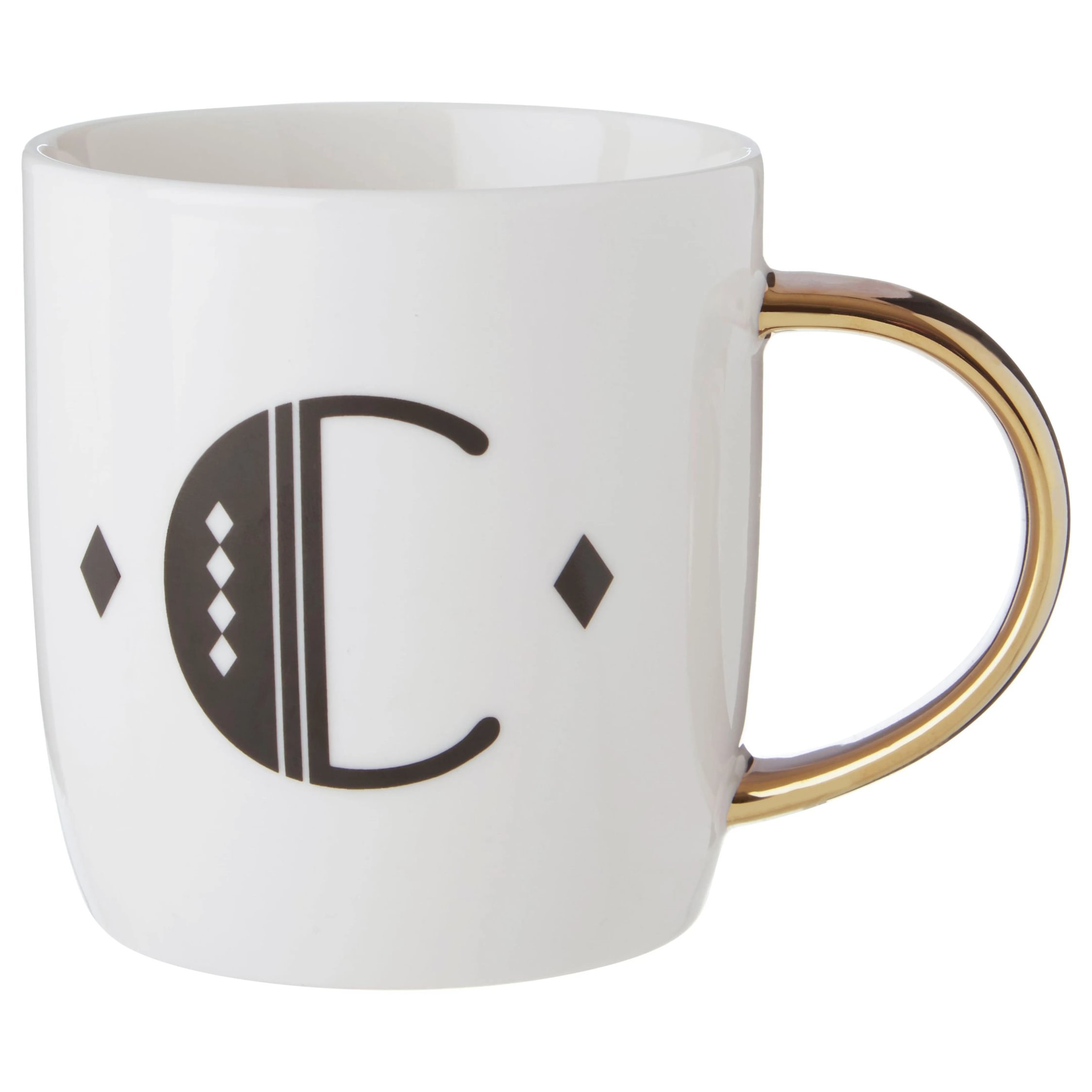 Orsina Diamond Deco C Monogram Mug – White