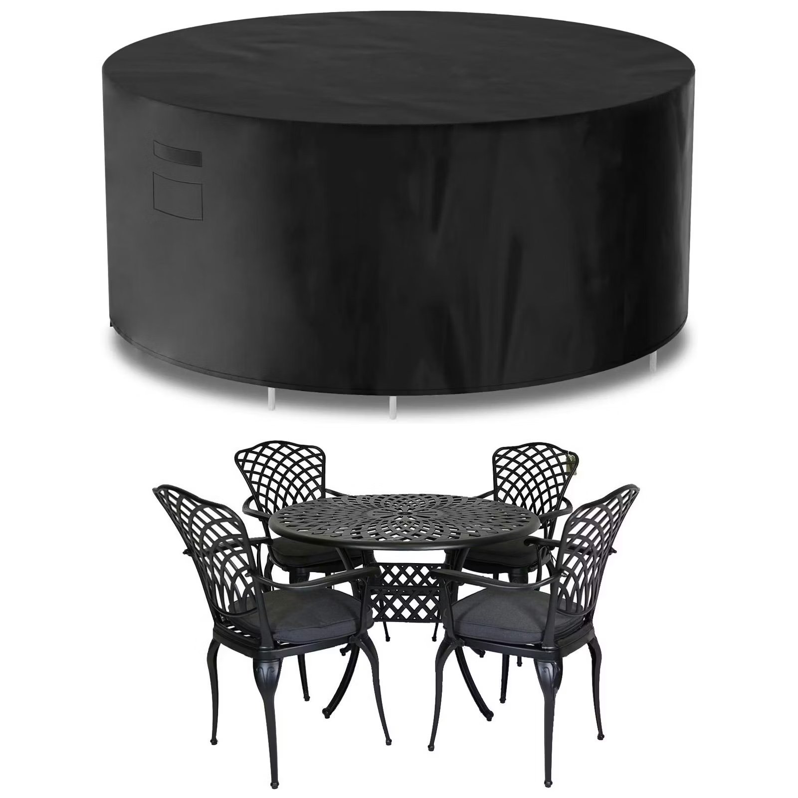 Futura Round Waterproof Premium Garden Furniture Cover 128cm - Black