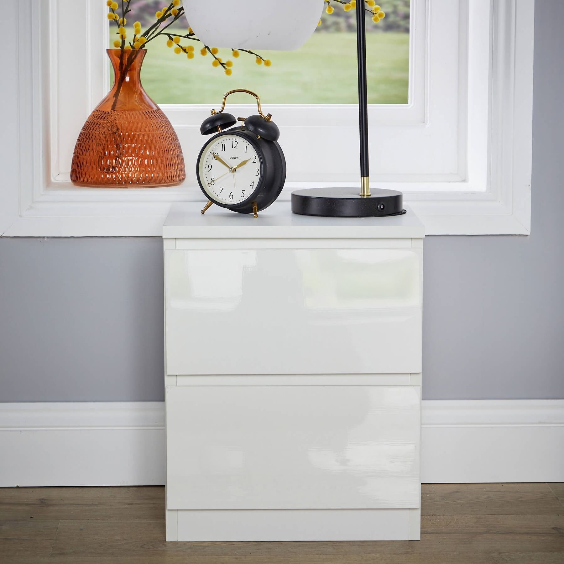 Home Source Lugano 2 Drawer Bedside Cabinet - White