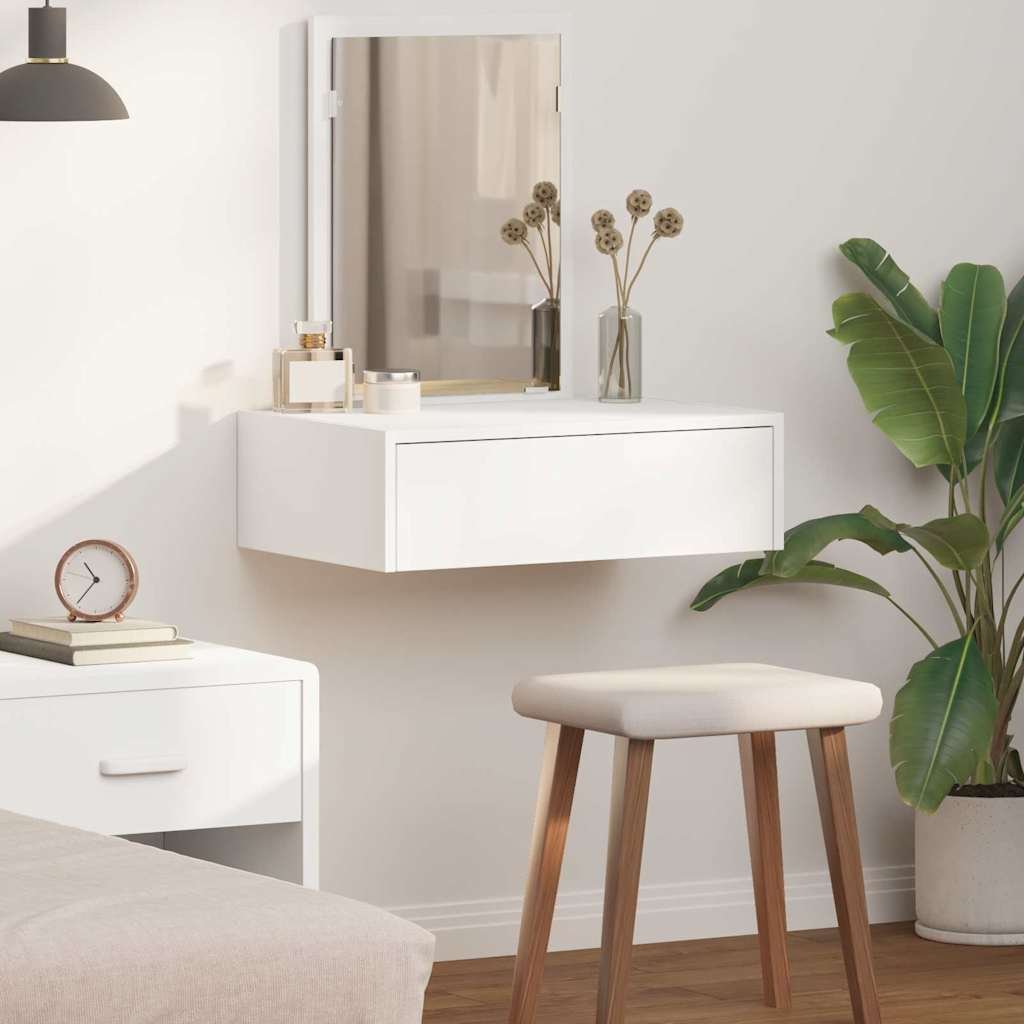 Walplus 1 Drawer Engineered Wood Dressing Table - White - 60 x 40 x 70 cm