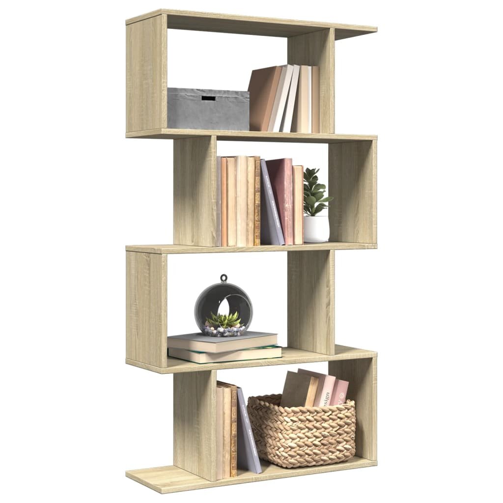 Walplus 4 Tier Engineered Wood Book Cabinet - Light Oak - 70 x 24 x 129 cm